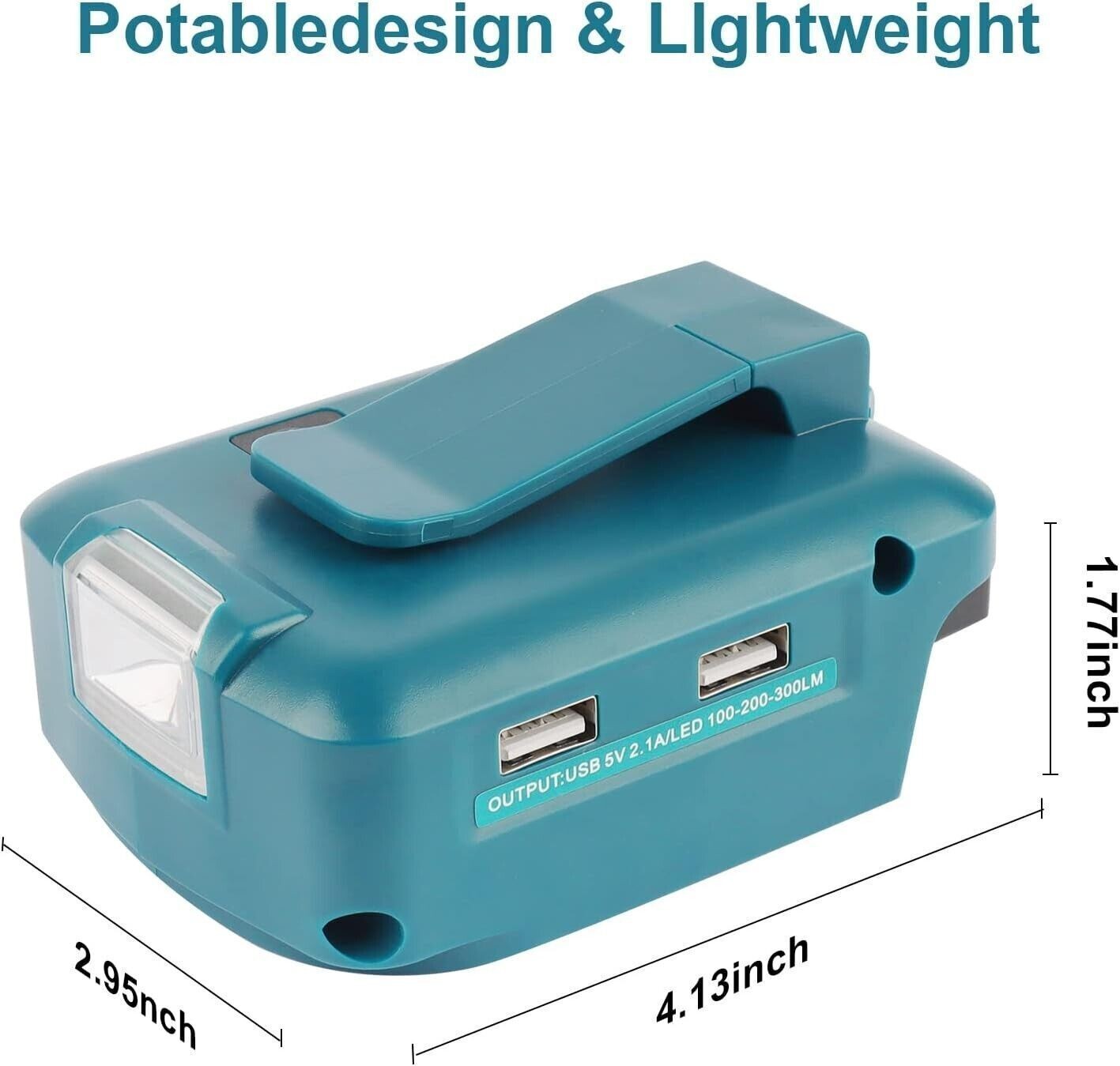 Waitley ADP05 Caricabatterie con 2 porte USB per batteria Makita 14,4 V-18 V