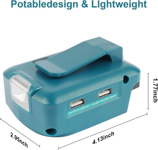Waitley ADP05 Caricabatterie con 2 porte USB per batteria Makita 14,4 V-18 V