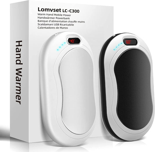 Lomvset Scaldamani Elettrico 10000 mAh USB Ricaricabile Scaldamani, 2 pz