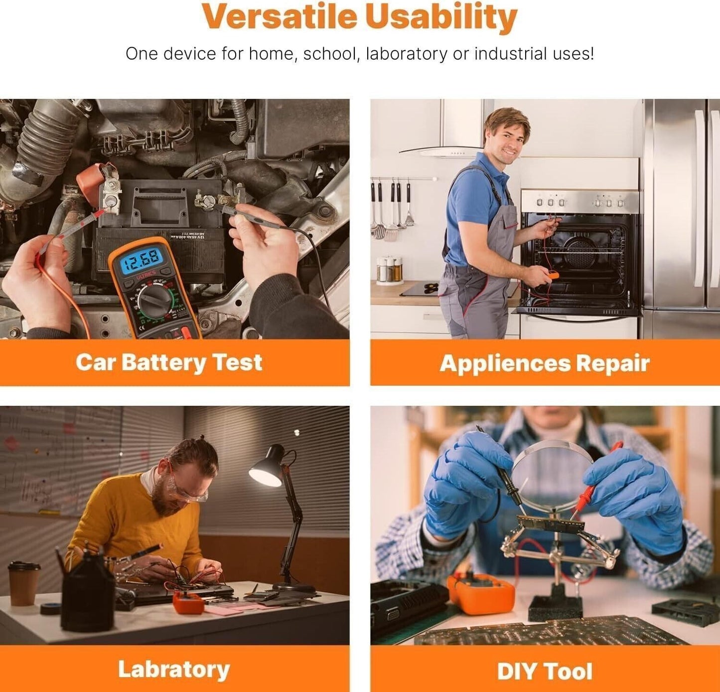 ULTRICS Multimetro Digitale, Voltmetro Amperometro Ohmmetro Circuit Checker
