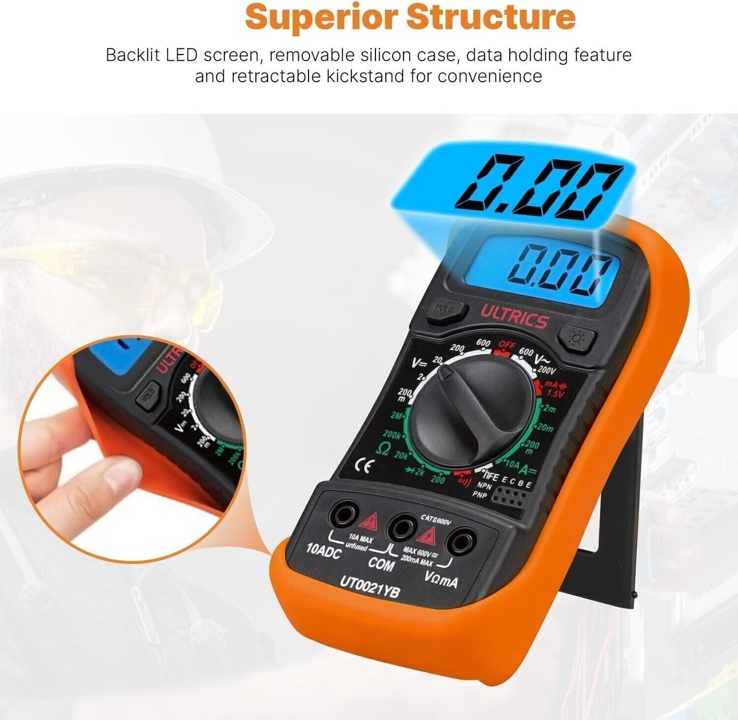 ULTRICS Multimetro Digitale, Voltmetro Amperometro Ohmmetro Circuit Checker