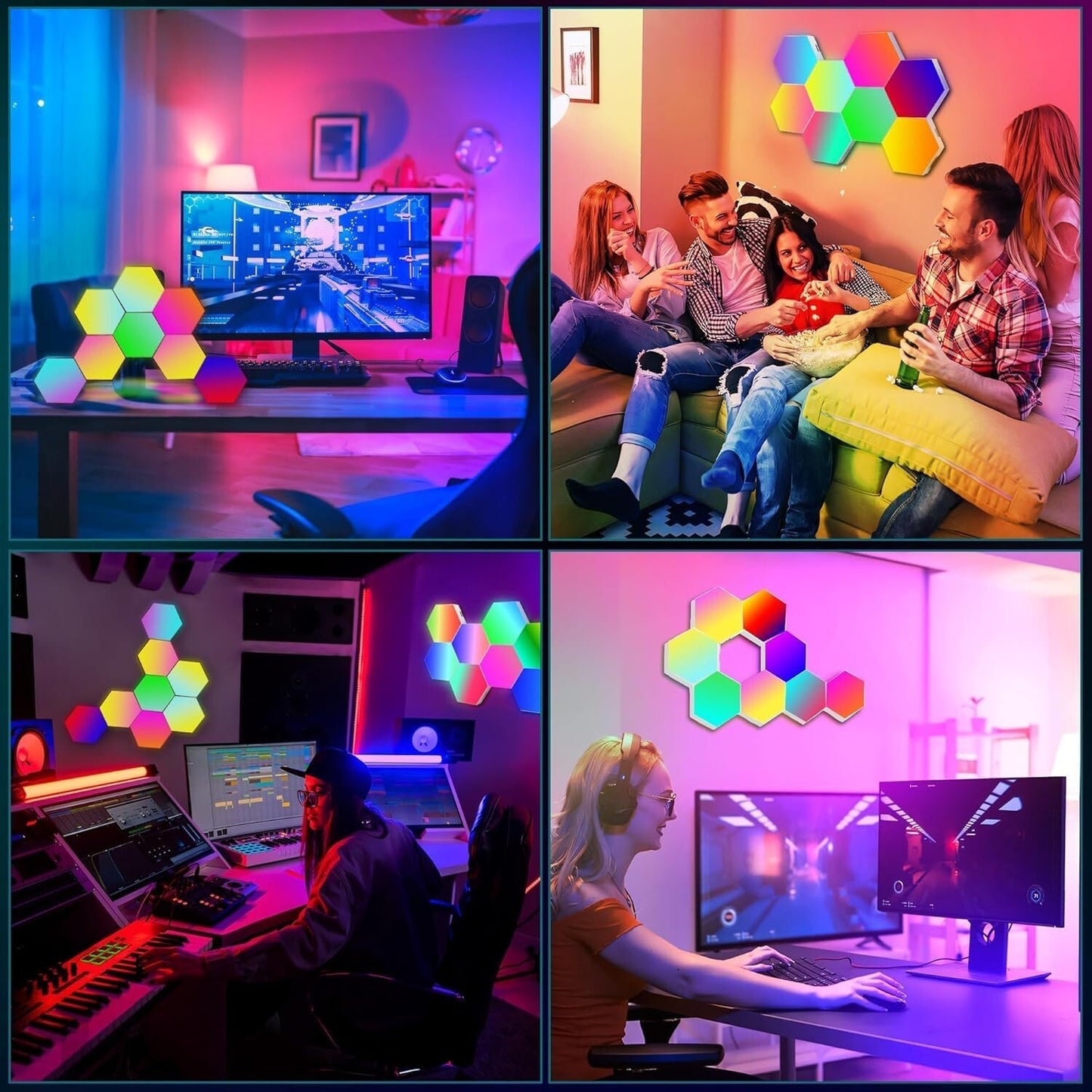 Lampade da Parete Esagonali per Gaming, Camera da Letto, Soggiorno, Sala Giochi