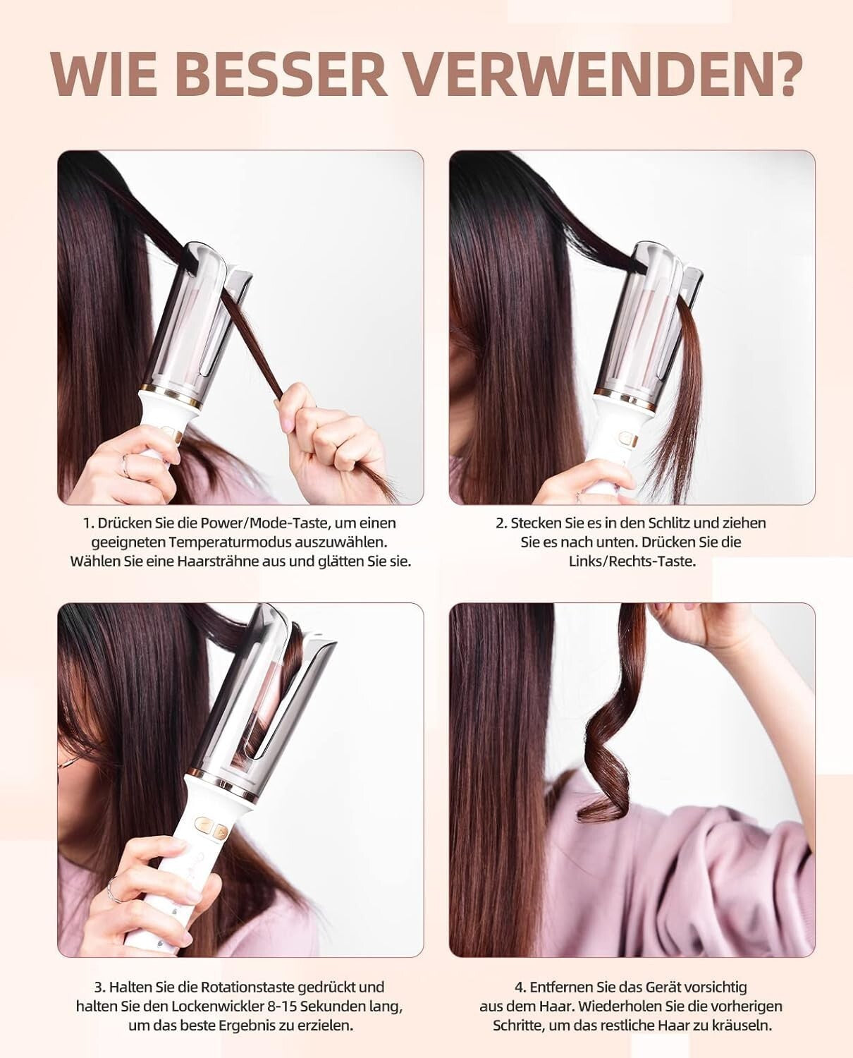 Ferro arricciacapelli automatico,grandi ricci  automatico con 3 temperature