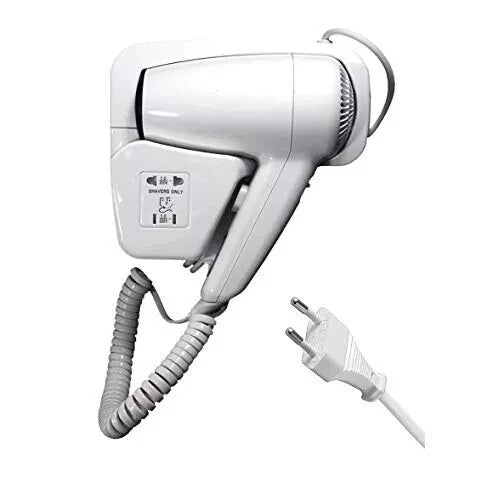 Asciugacapelli Phon Da Parete Hotel 1300W Da Muro , Porta,Bagno,Spogliatoi
