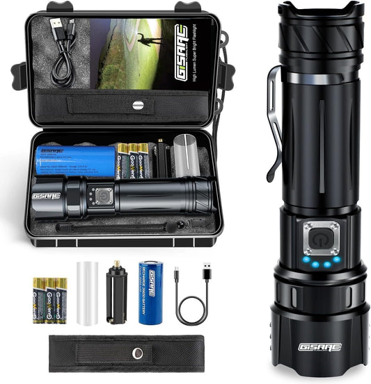 Gisaae Torcia Led Potente Professionale,10000 Lumens Usb Torcia Led Ricaricabile