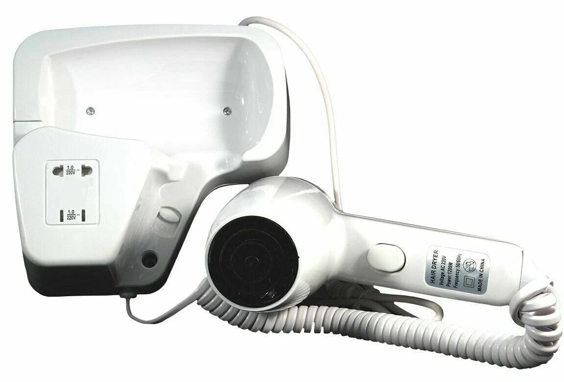 Asciugacapelli Phon Da Parete Hotel 1300W Da Muro , Porta,Bagno,Spogliatoi