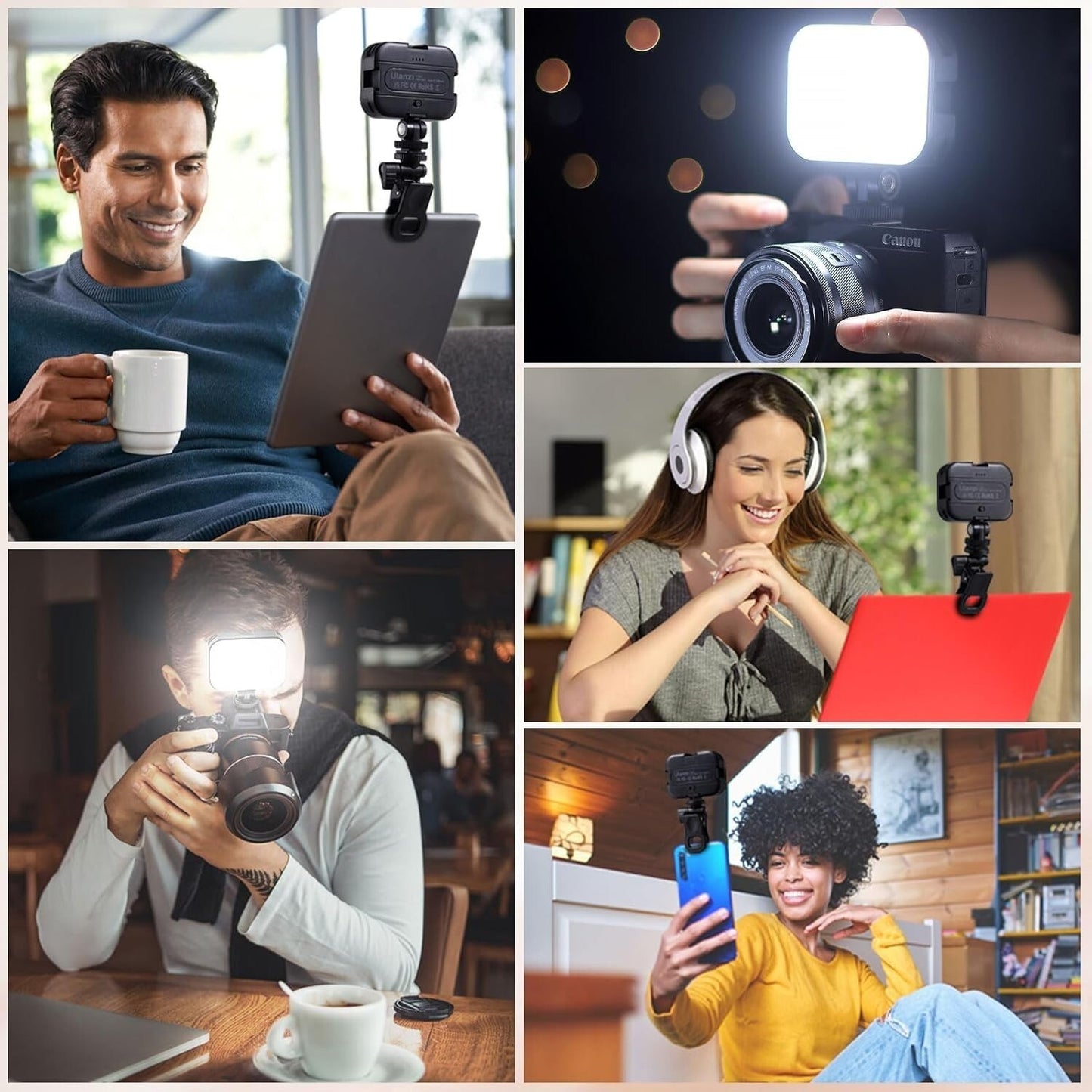 Luce selfie ULANZI VL100X con clip, luce video a LED con batteria da 2000 mAh