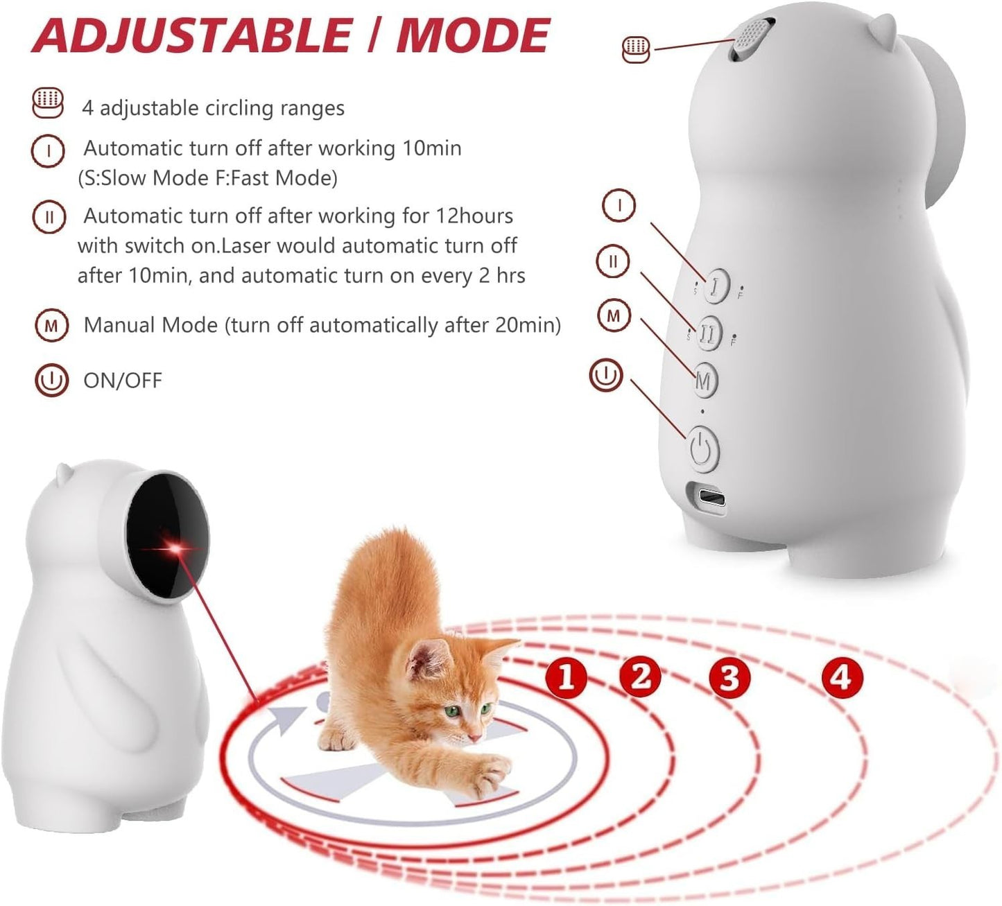 LEMENG Laser Cat Toy - 3 modalità LED automatiche, traiettoria casuale reale