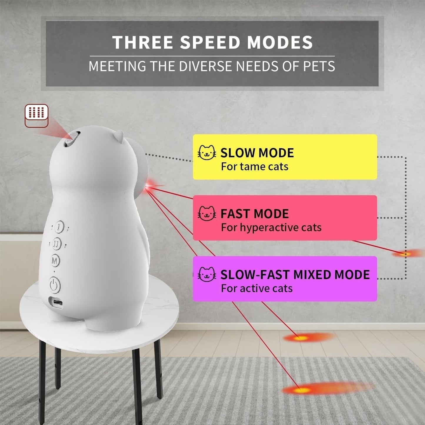 LEMENG Laser Cat Toy - 3 modalità LED automatiche, traiettoria casuale reale