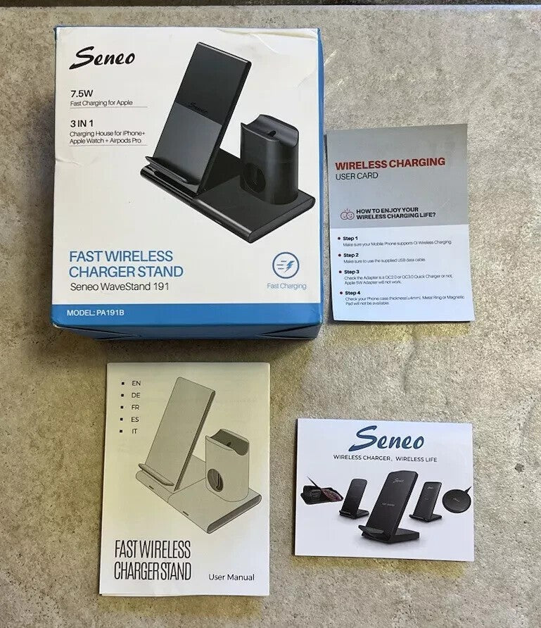 Seneo Supporto Caricabatterie Wireless Veloce 3 in 1 induzione Qi