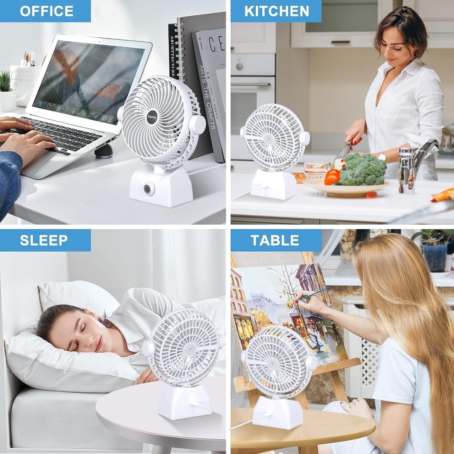 Ventilatore da Tavolo Portatile Batteria da 10000mAh Ricaricabile USB regolabile