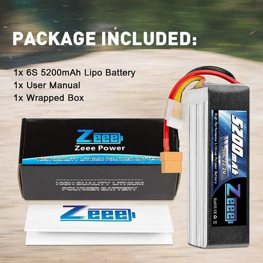 Zeee 6S lipo 22,2V 5200mAh 50C litio Batteria RC batteria, con connectore XT90
