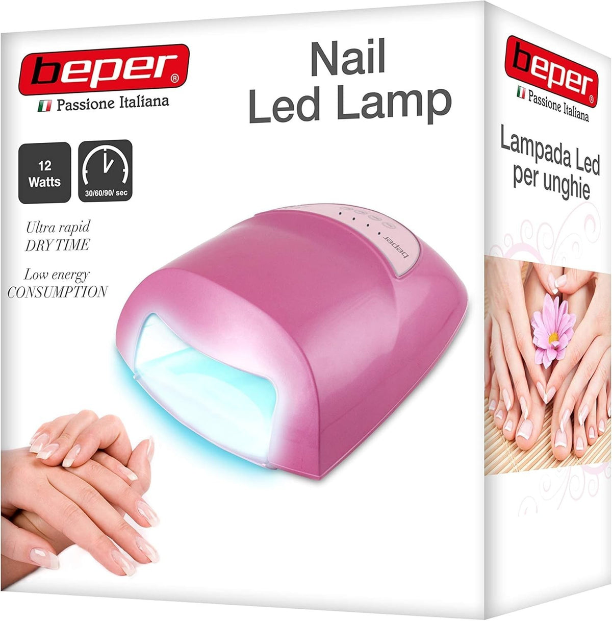 Lampada LED per unghie in gel BEPER 40.992, 12 W, timer regolabile, spegnimento