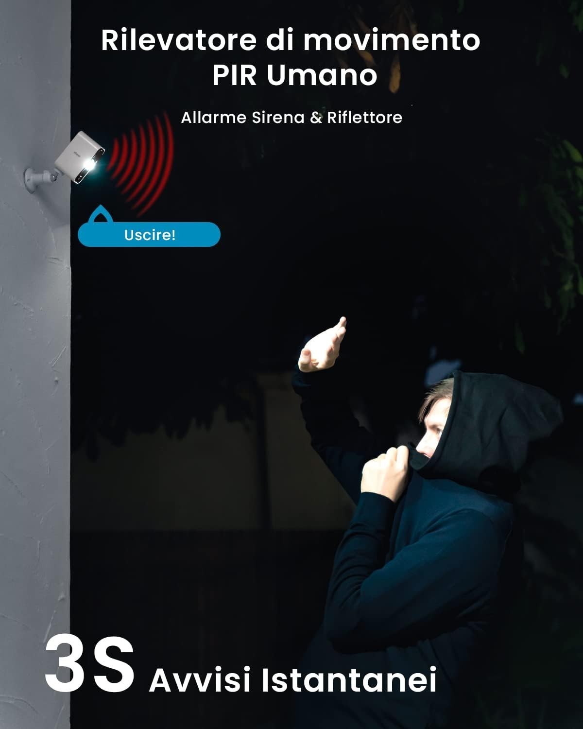 ieGeek 2K Telecamera Wi-Fi Interno/Esterno Batteria Senza Fili