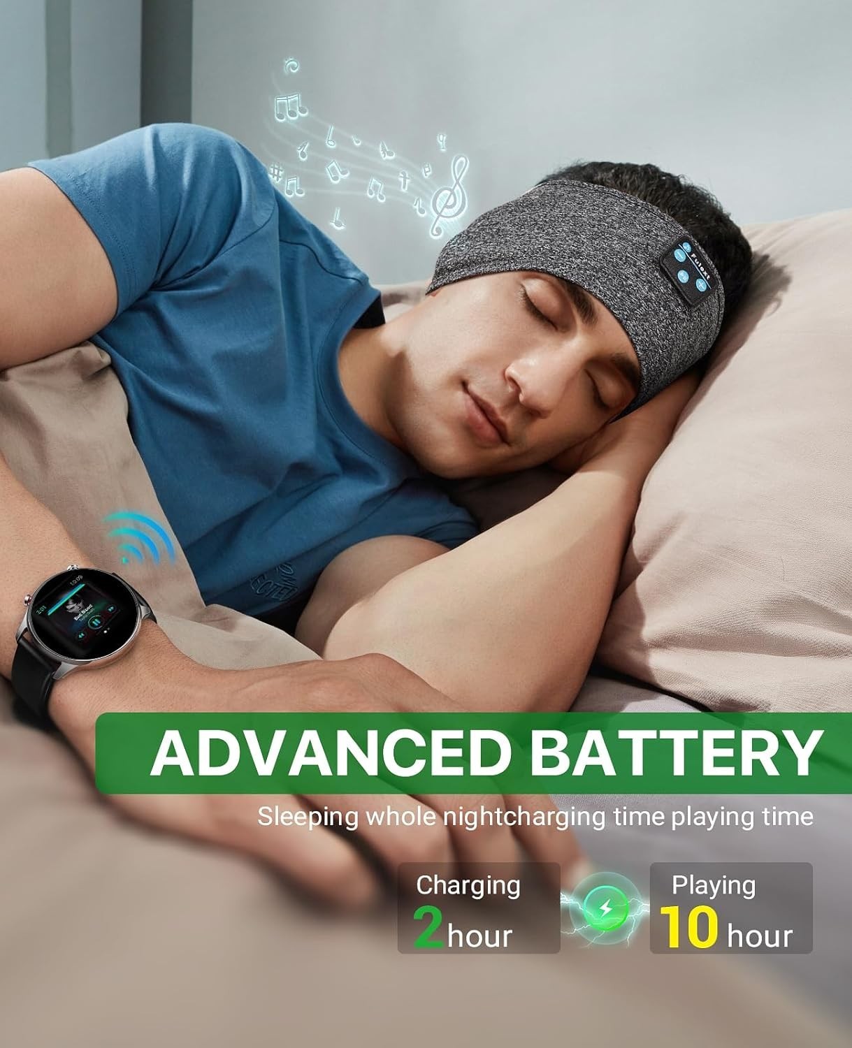 Cuffie Bluetooth auricolari dormienti Cuffie per dormire Bluetooth, morbide elas