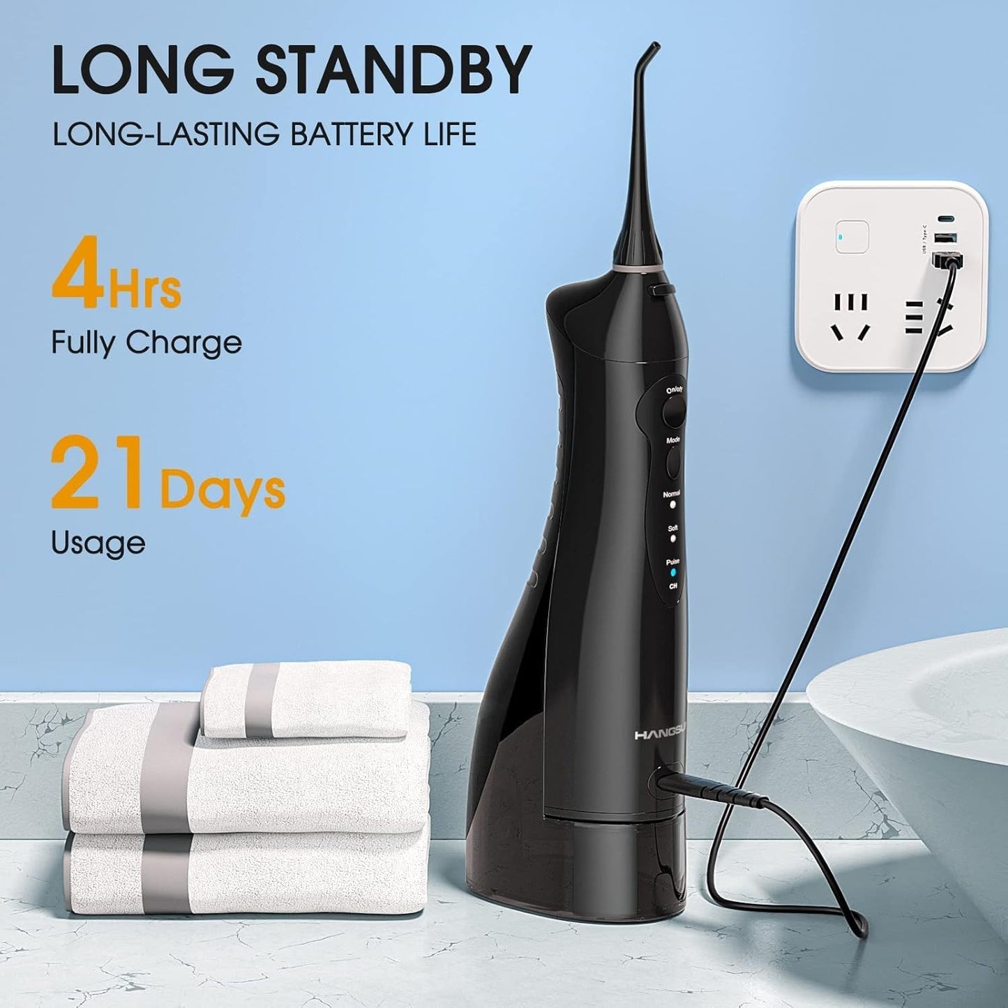 Oral Irrigator HOC760 Acqua Flosser per denti Cordless  Hangsun