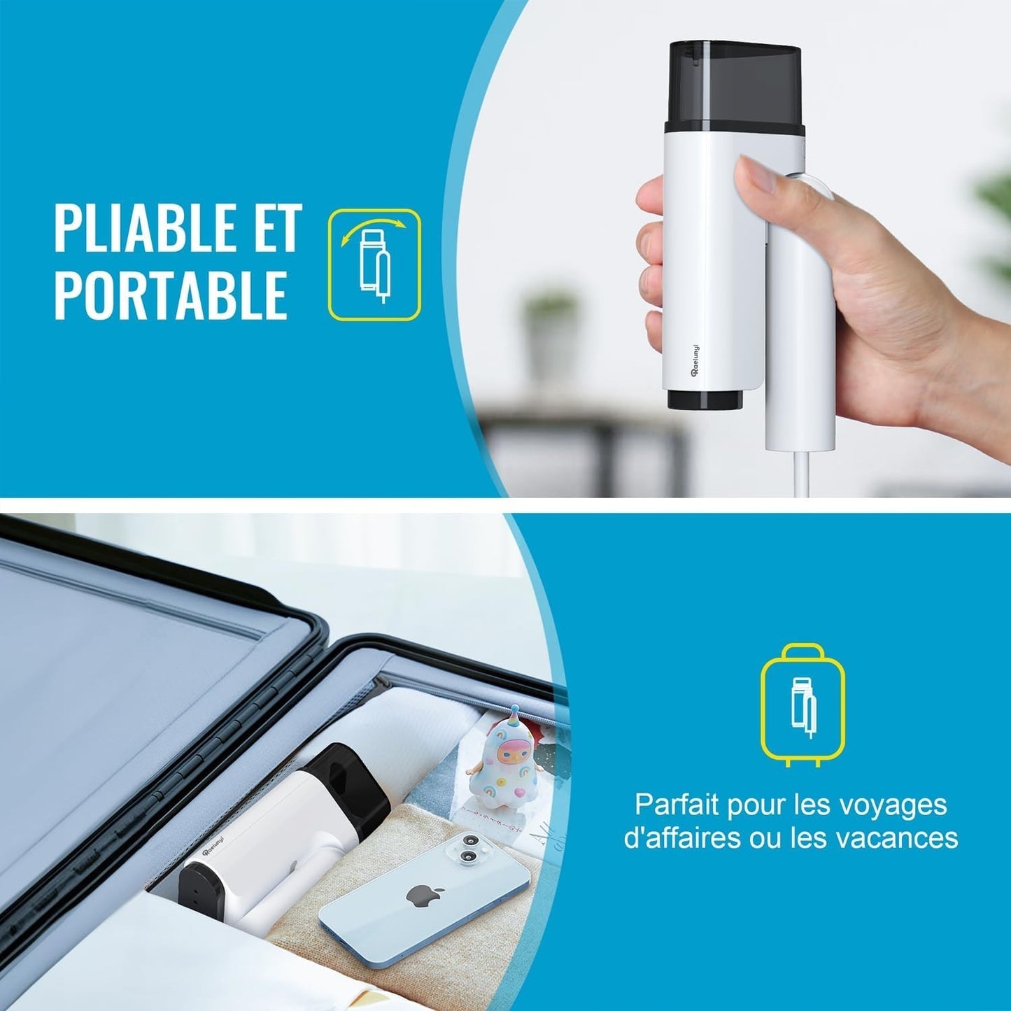 Ferro da stiro Vapore verticale pieghevole  vapore da viaggio leggero portatile.