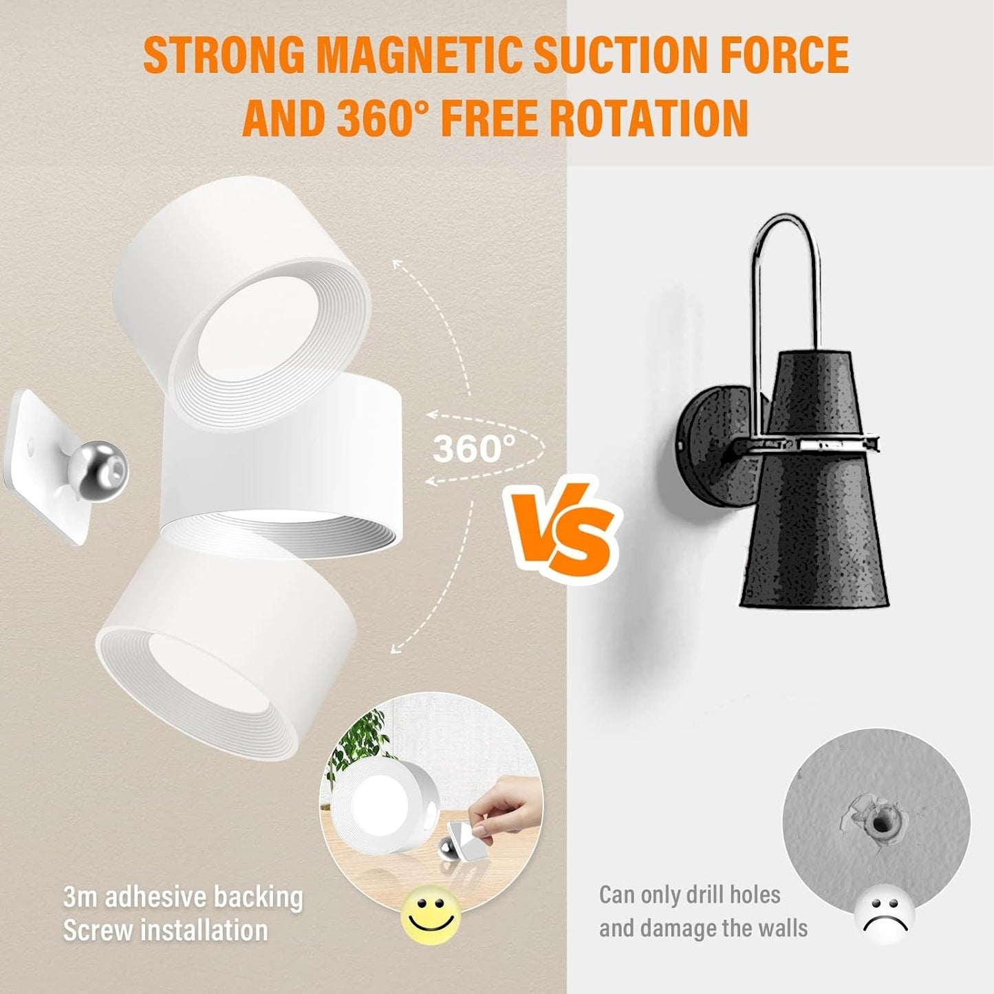 Lampada da parete interni con batteria Abat Jour da muro Applique da Parete