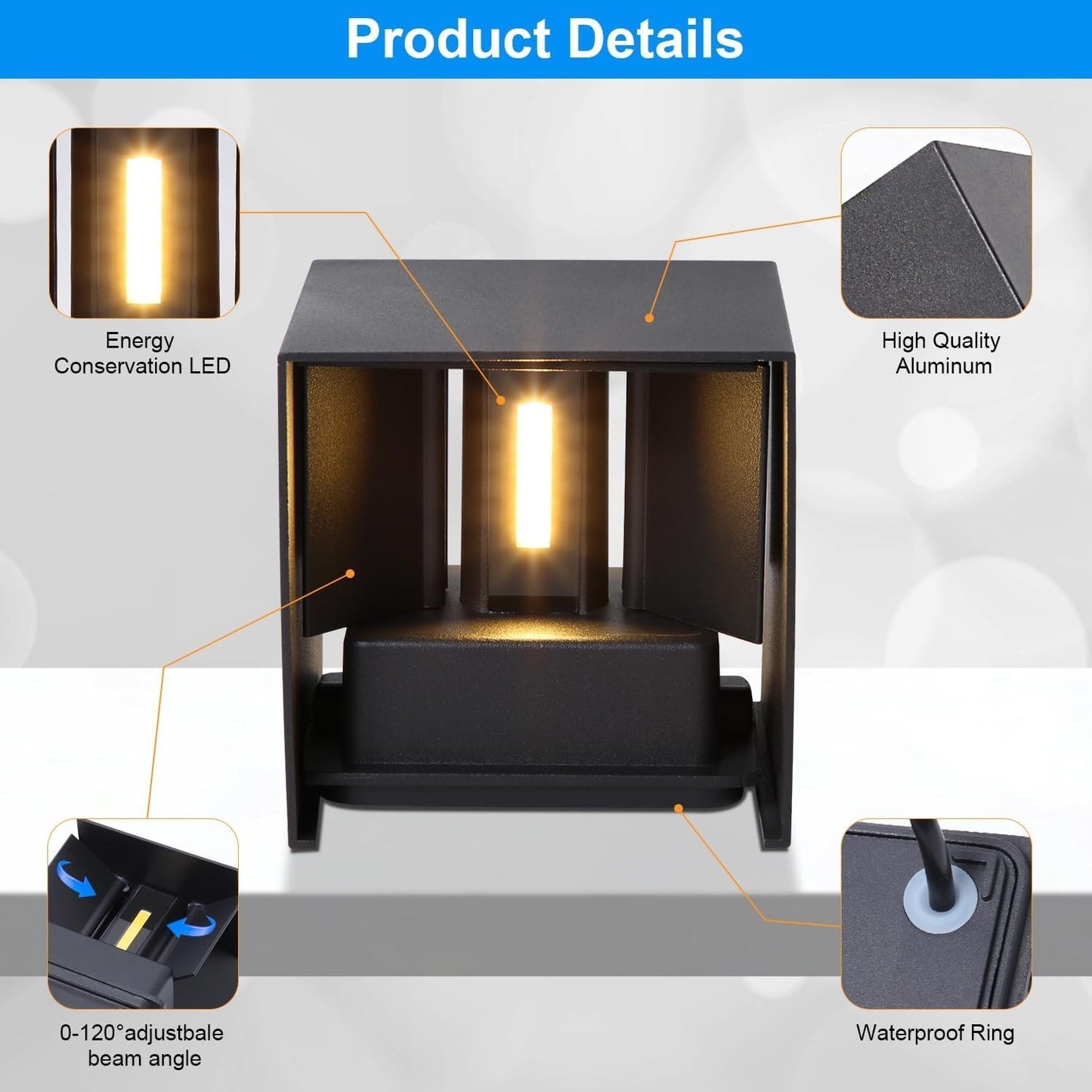 Applique da Parete Interno Esterno 12W LED Moderno Lampada ledmo 4 Pezzi
