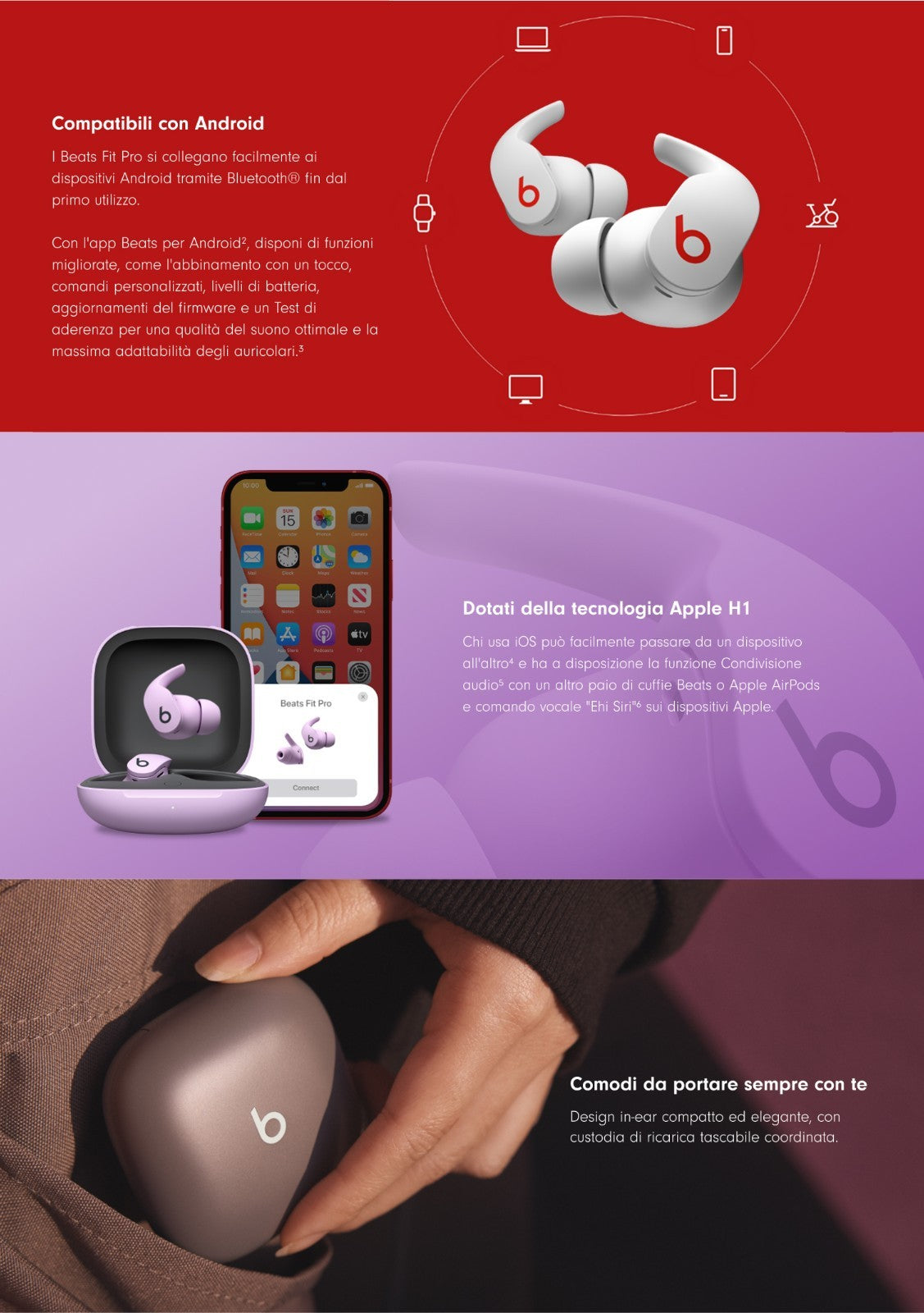 Beats Fit Pro Auricolari true wireless ANC rating di grado IPX4 per Apple androi
