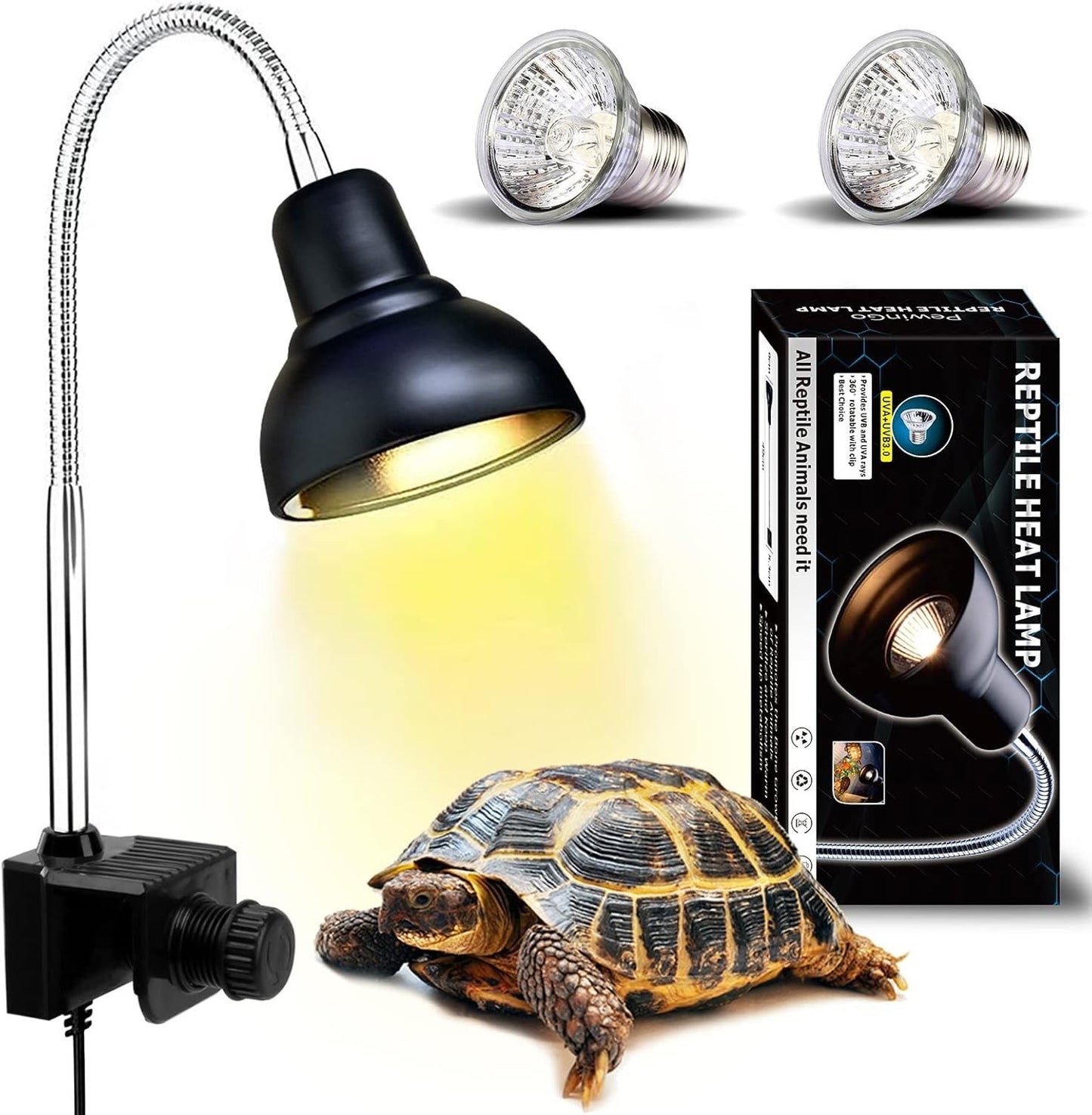 Lampada riscaldante per rettili per acquario con lampadine da 25 W + 50 W