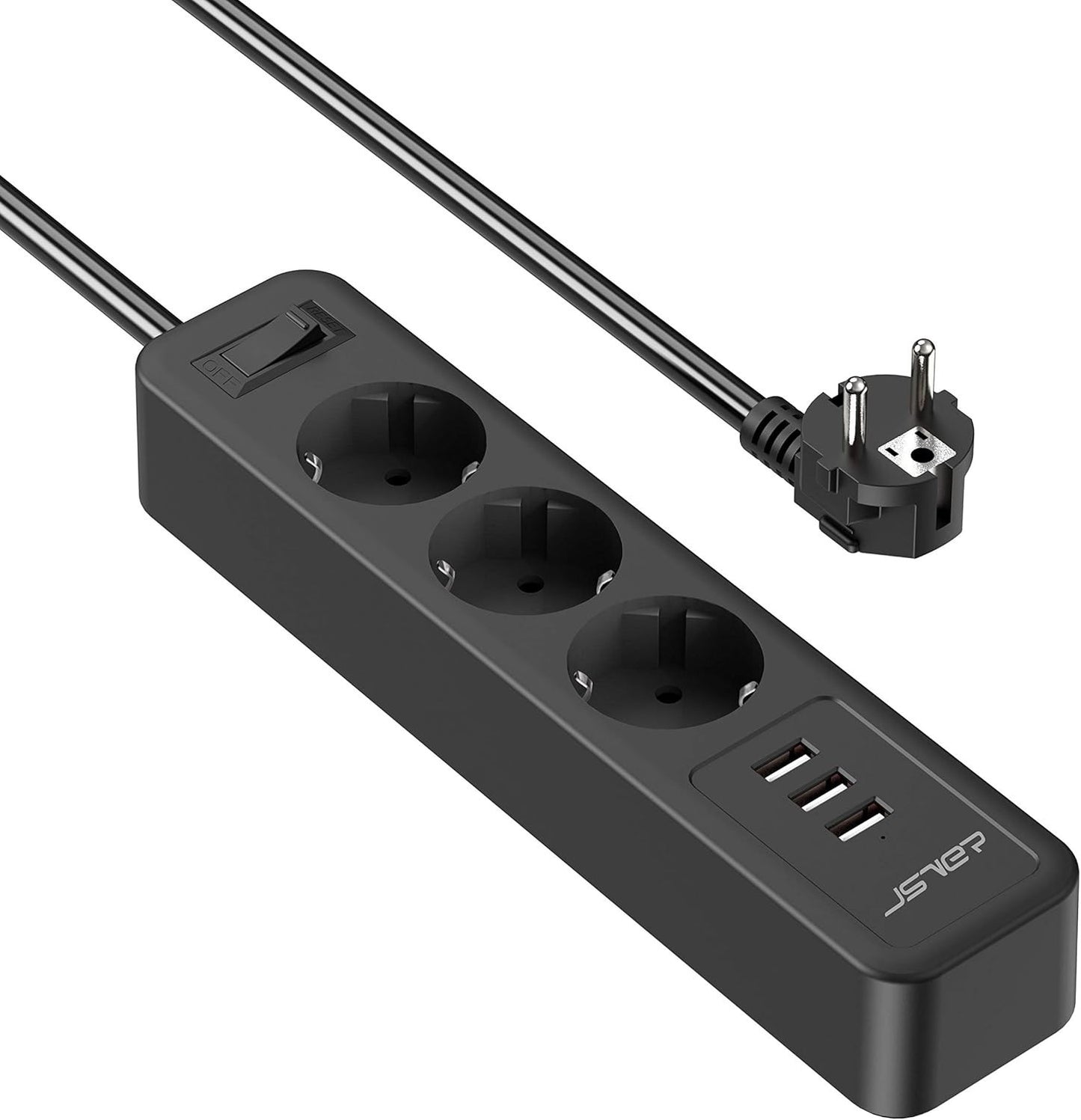 Ciabatta multipresa USB JSVER 3 prese con 3 prese USB, 3 prese (due spine)