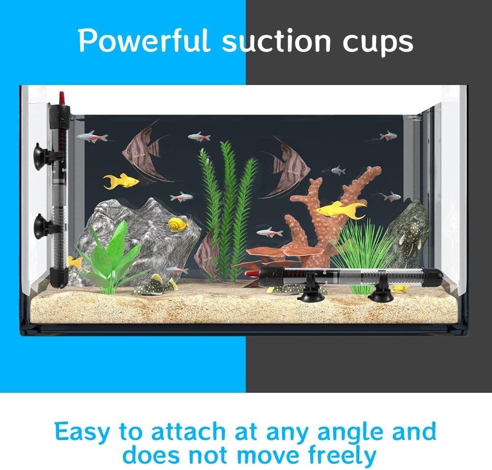 Riscaldatore per acquario 100W 100-120L con ventose temperatura regolabile