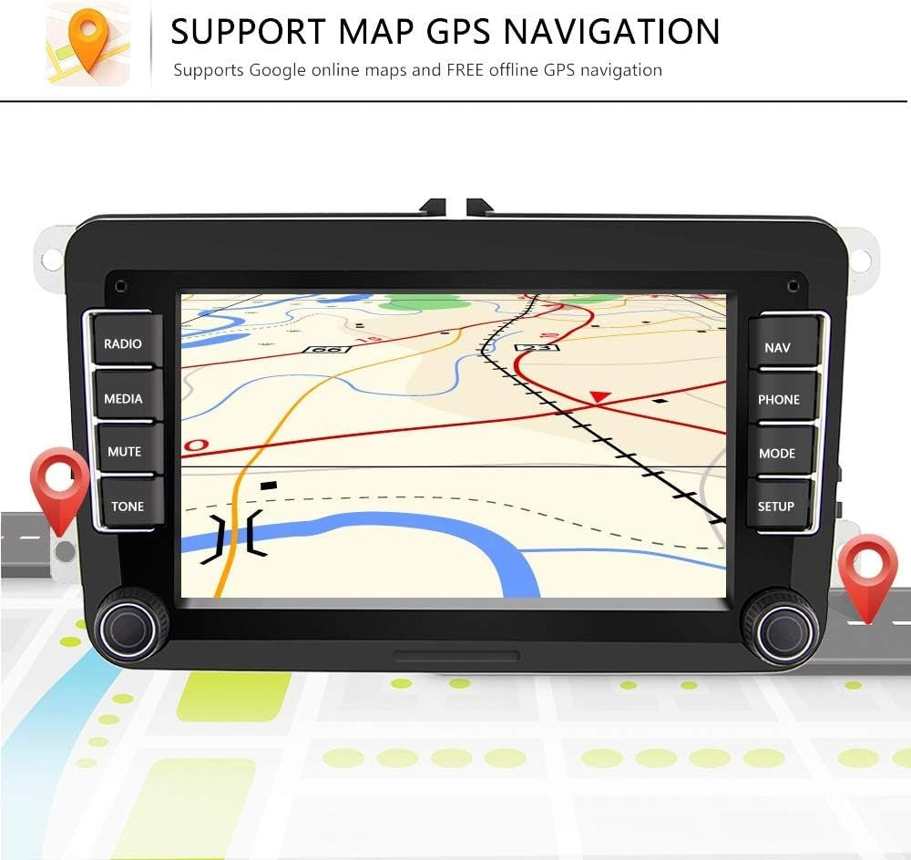 Autoradio Bluetooth 2 Din  Airplay Android 8.1 Per Skoda V/W Passat B6 Polo Golf