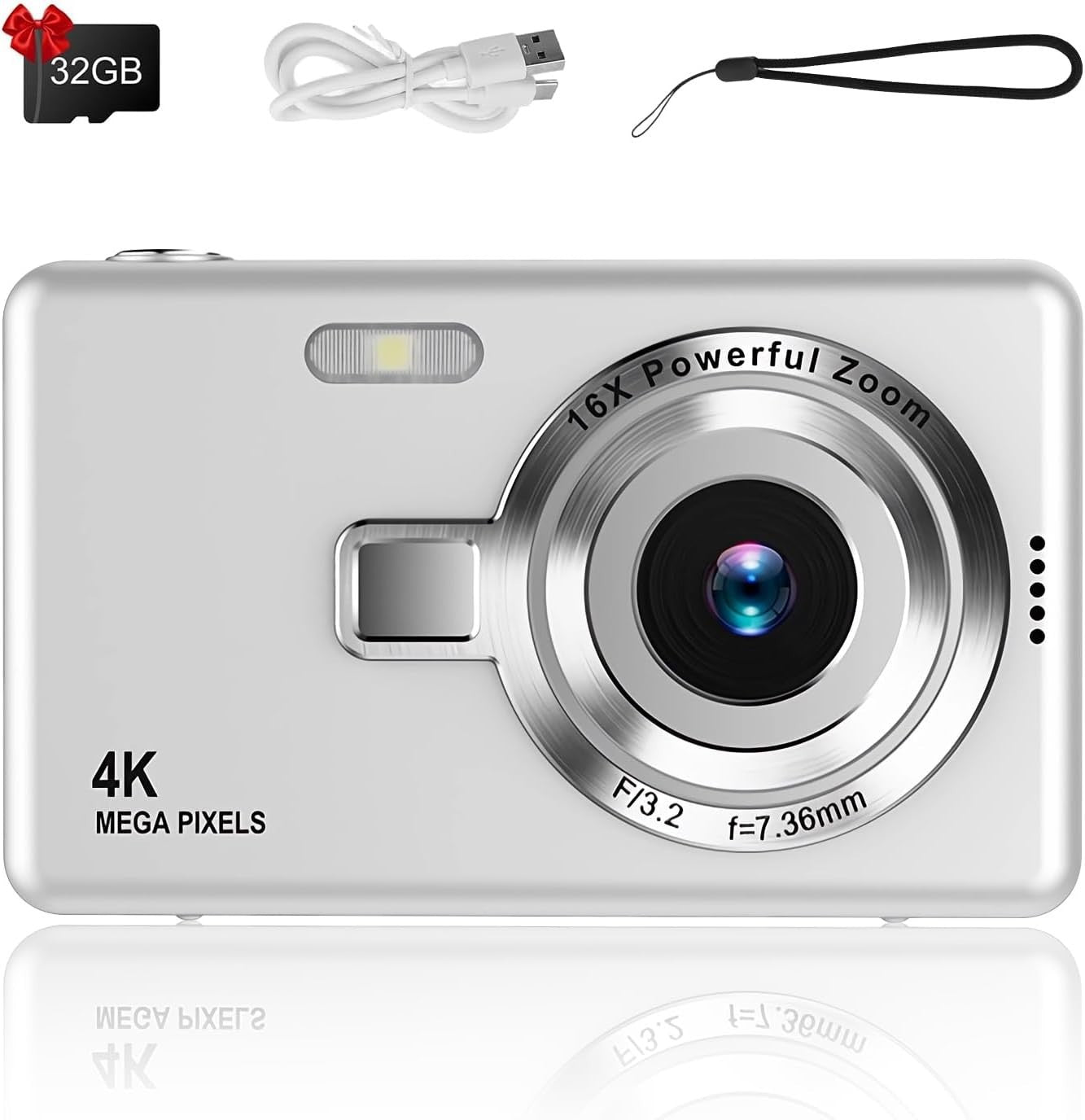 Macchina Fotografica Digitale con Scheda 64GB, 1080P 40MP con Zoom 8X Flash