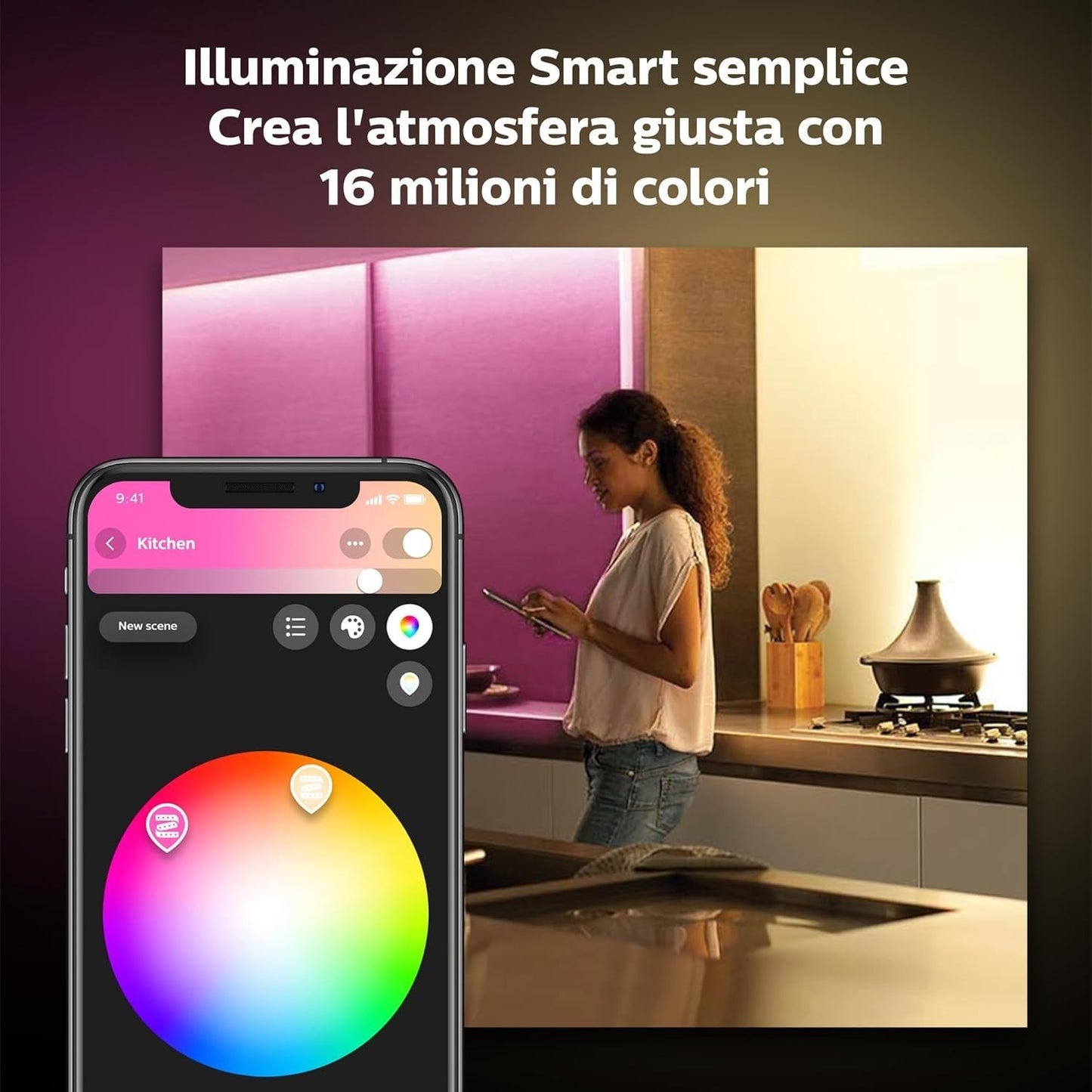 Philips Hue White & Color Ambiance Strisce LED Plus V4 base da 2 m dimmerabile