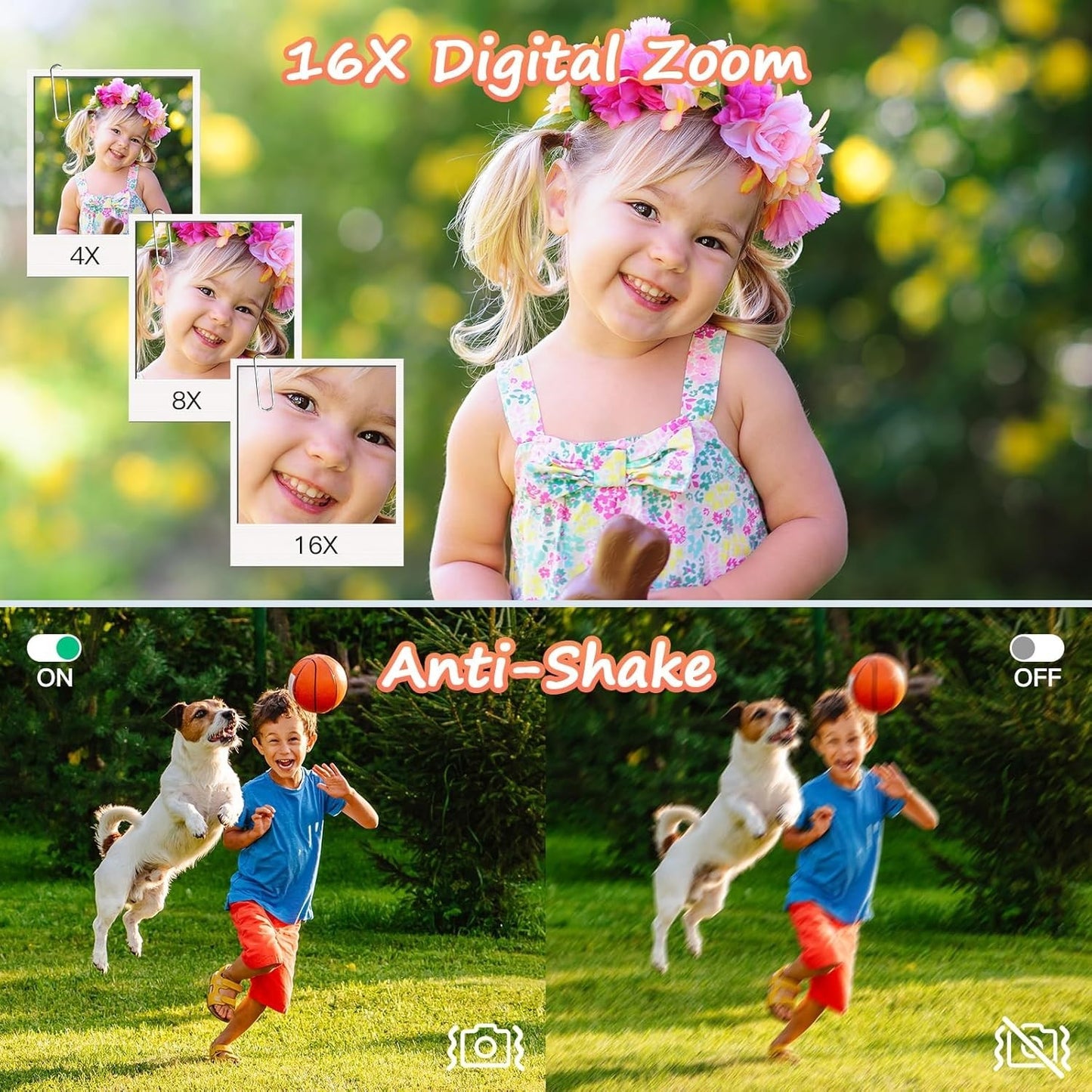 Macchina Fotografica Digitale con Scheda 64GB, 1080P 40MP con Zoom 8X Flash