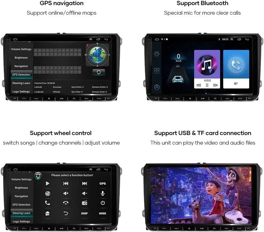 Autoradio Bluetooth 2 Din  Airplay Android 8.1 Per Skoda V/W Passat B6 Polo Golf
