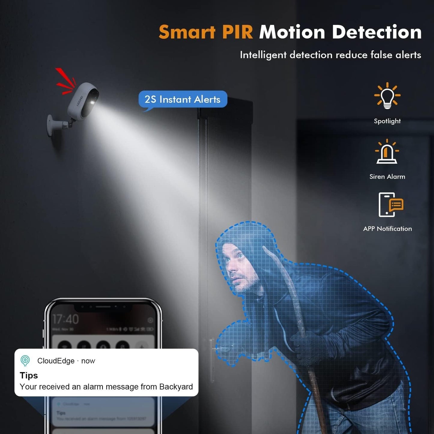 Telecamera di sicurezza per esterni DIHOOM, wireless, ricaricabile, a batteria