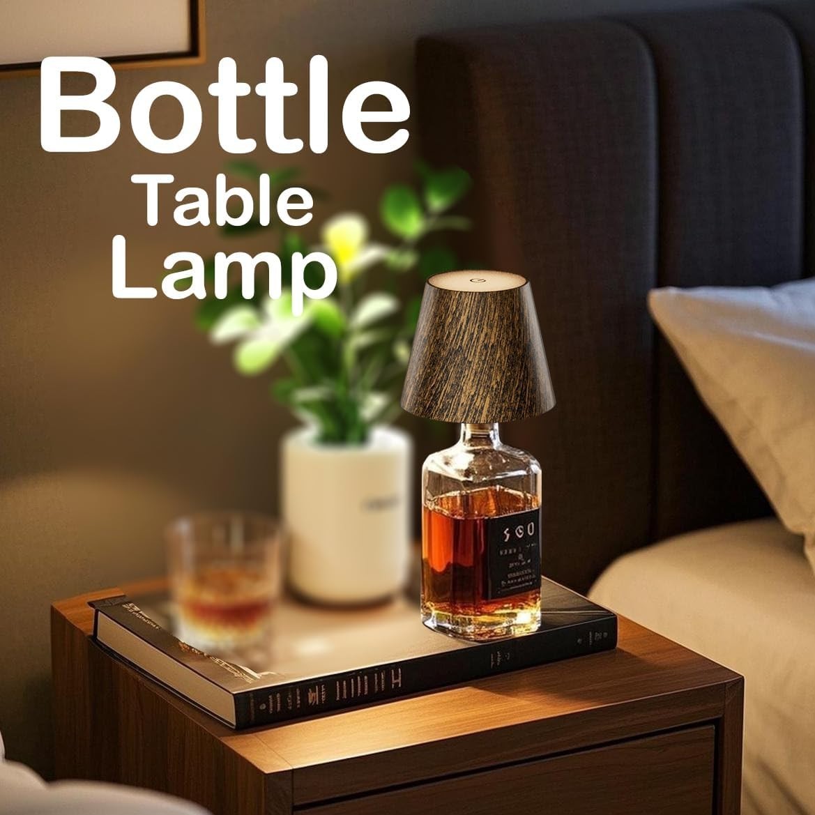 Lampada ricaricabile a forma di bottiglia MU LIN, lampada da tavolo wireless.