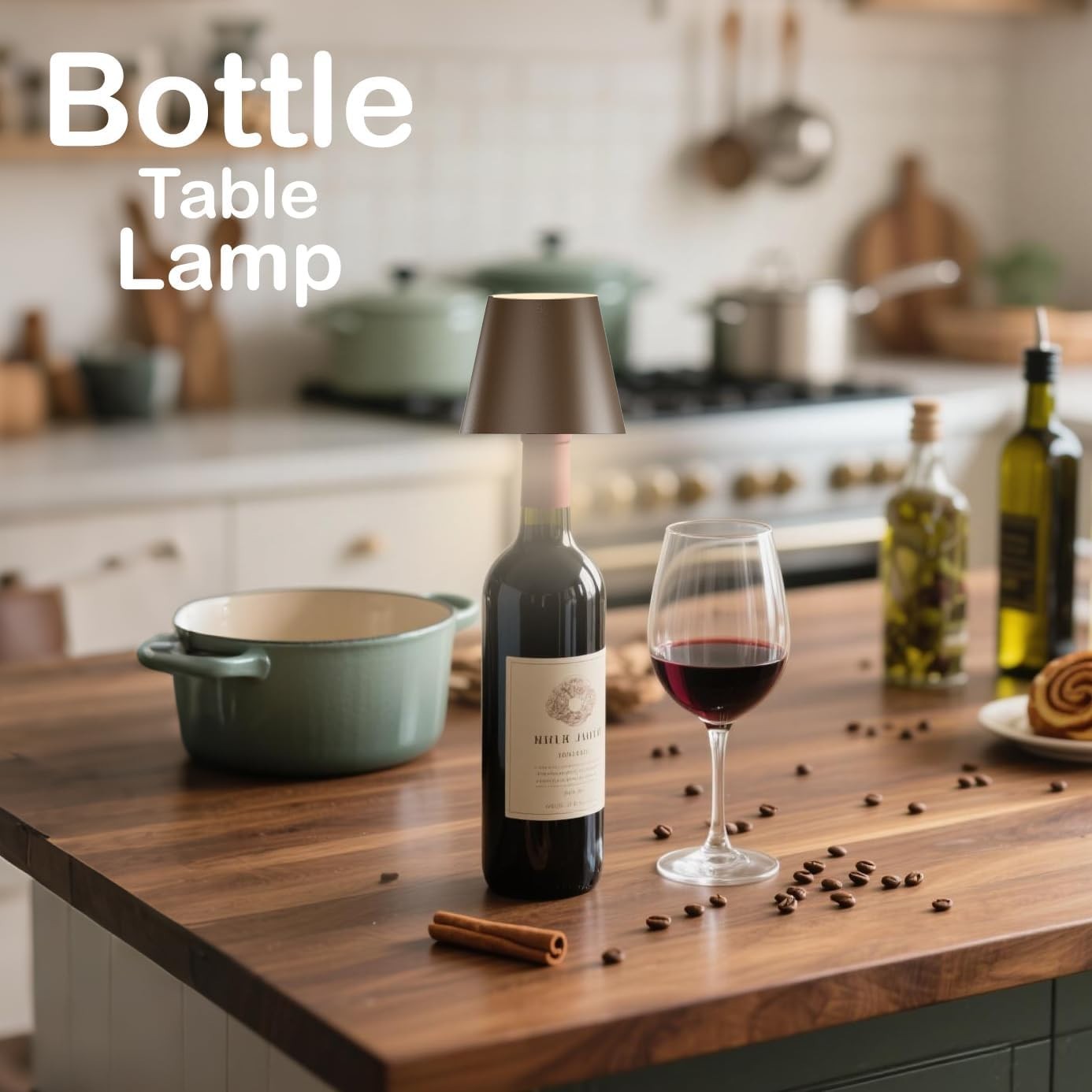 Lampada ricaricabile a forma di bottiglia MU LIN, lampada da tavolo wireless.