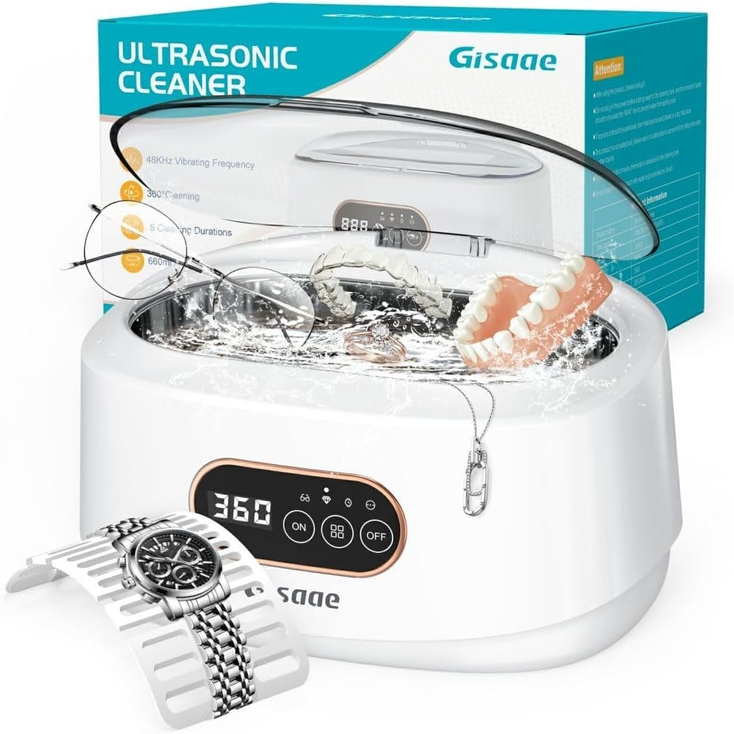 Pulitore a ultrasuoni 48000Hz Pulitore per occhiali 660ml Pulitore a ultrasuoni