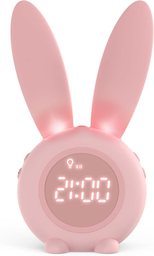 Sveglia Bambini Coniglio da Comodino con Luce Notturna Funzione Snooze Timer