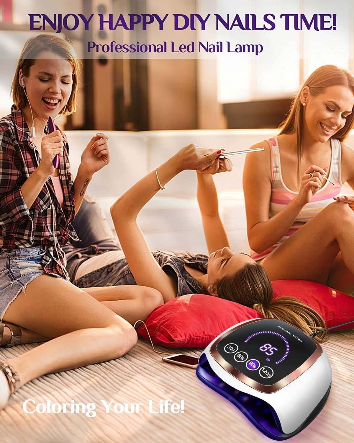 Lampada UV LED per unghie 180 W, smalto gel, display LCD, sensore automatico.