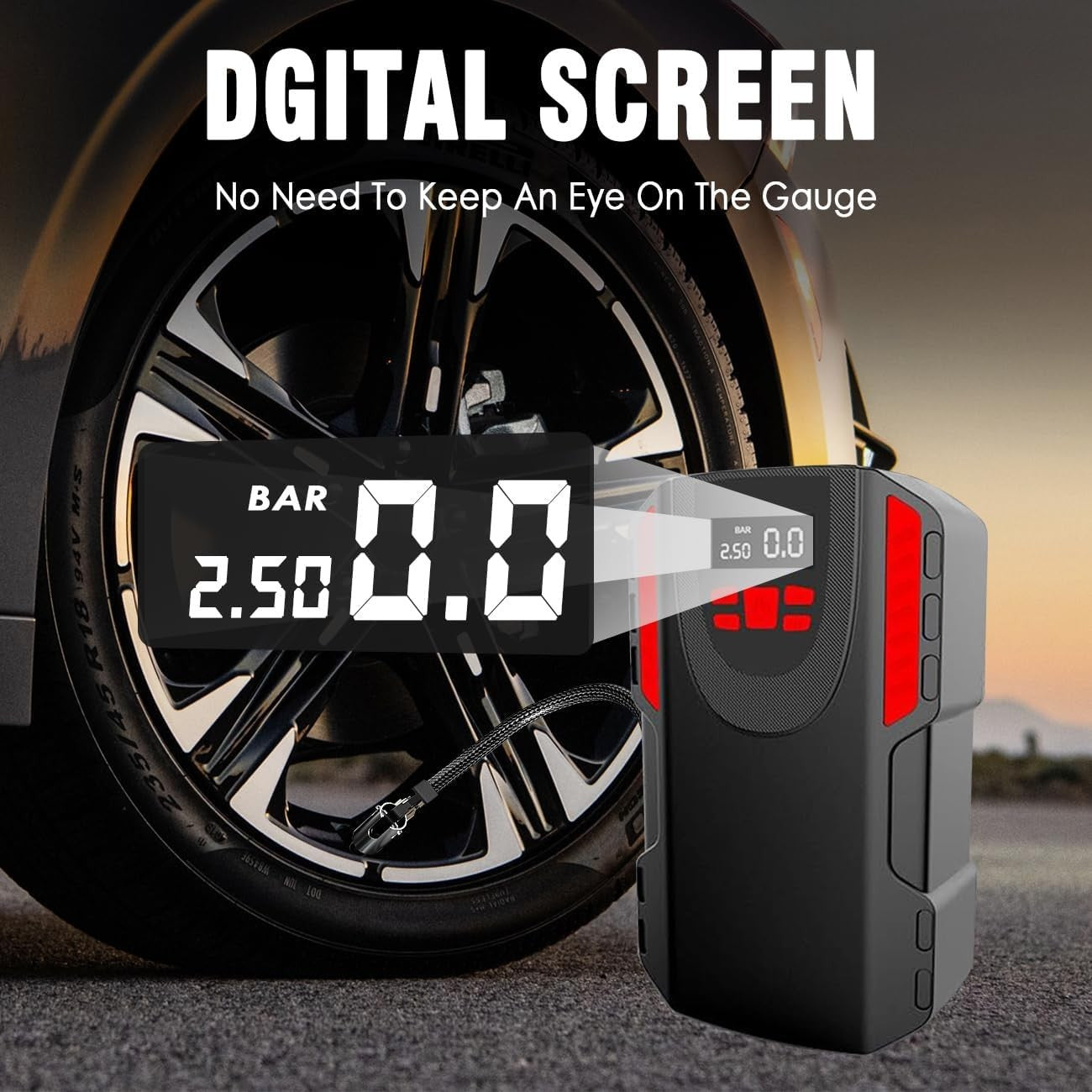 Gonfiatore per pneumatici, pompa compressore d'aria portatile da 120 W