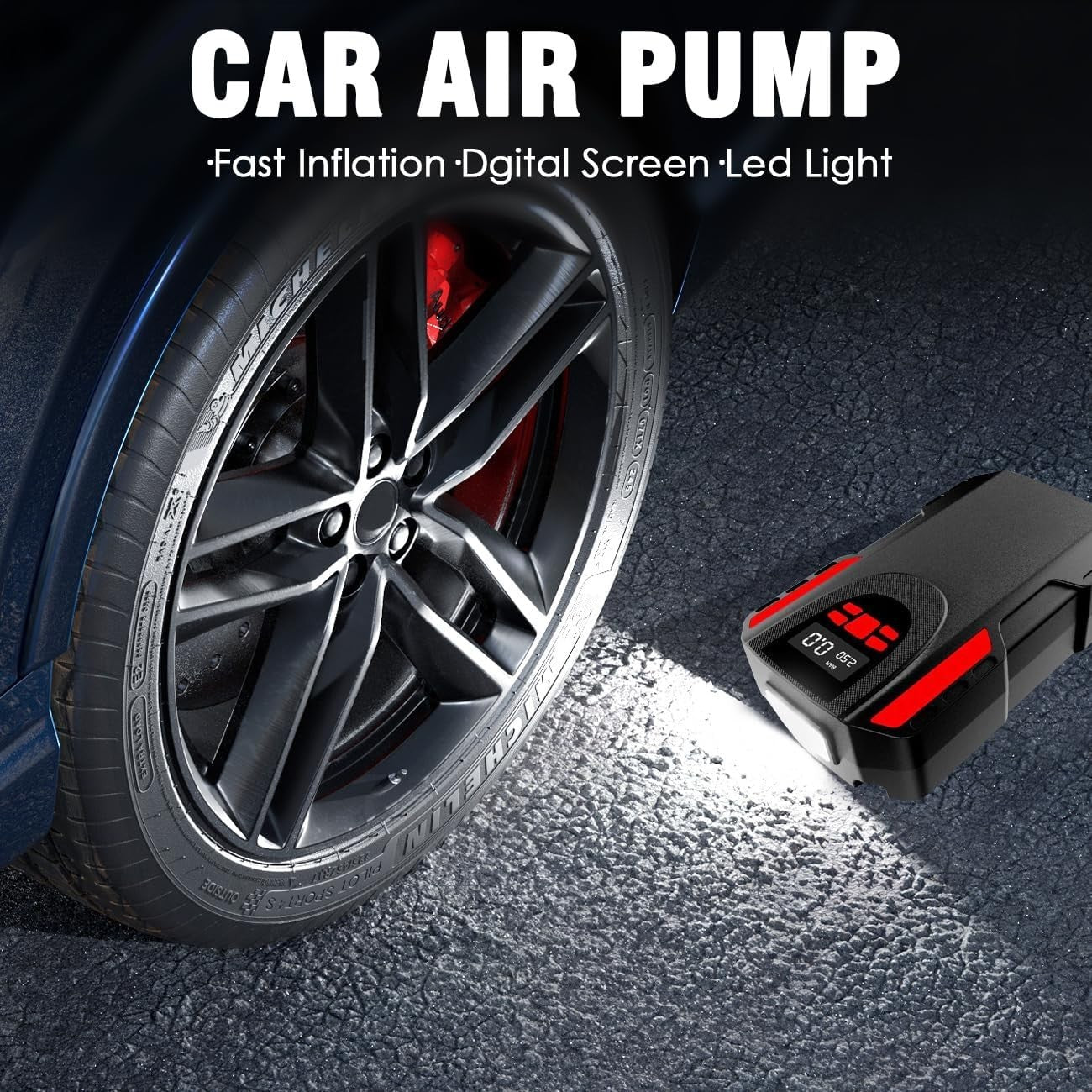 Gonfiatore per pneumatici, pompa compressore d'aria portatile da 120 W