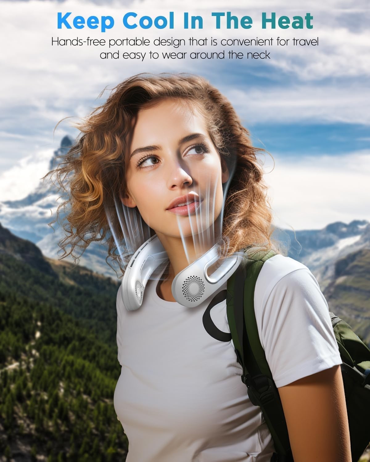 Ventilatore da Collo Portatile Ricaricabile Senza Lama con 4 Velocità