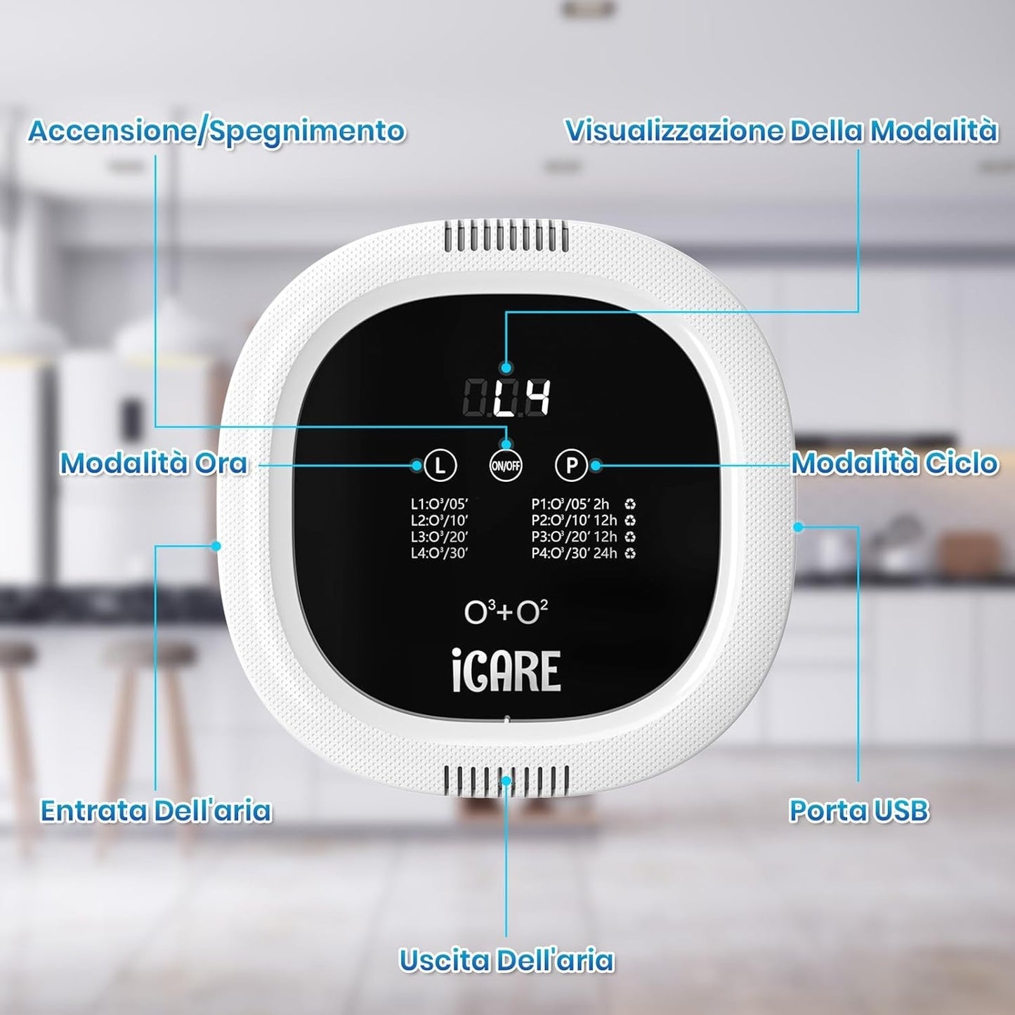 Generatore Di Ozono Purificatore D'Aria, 10000 Mah Ricaricabile Mini Purificator