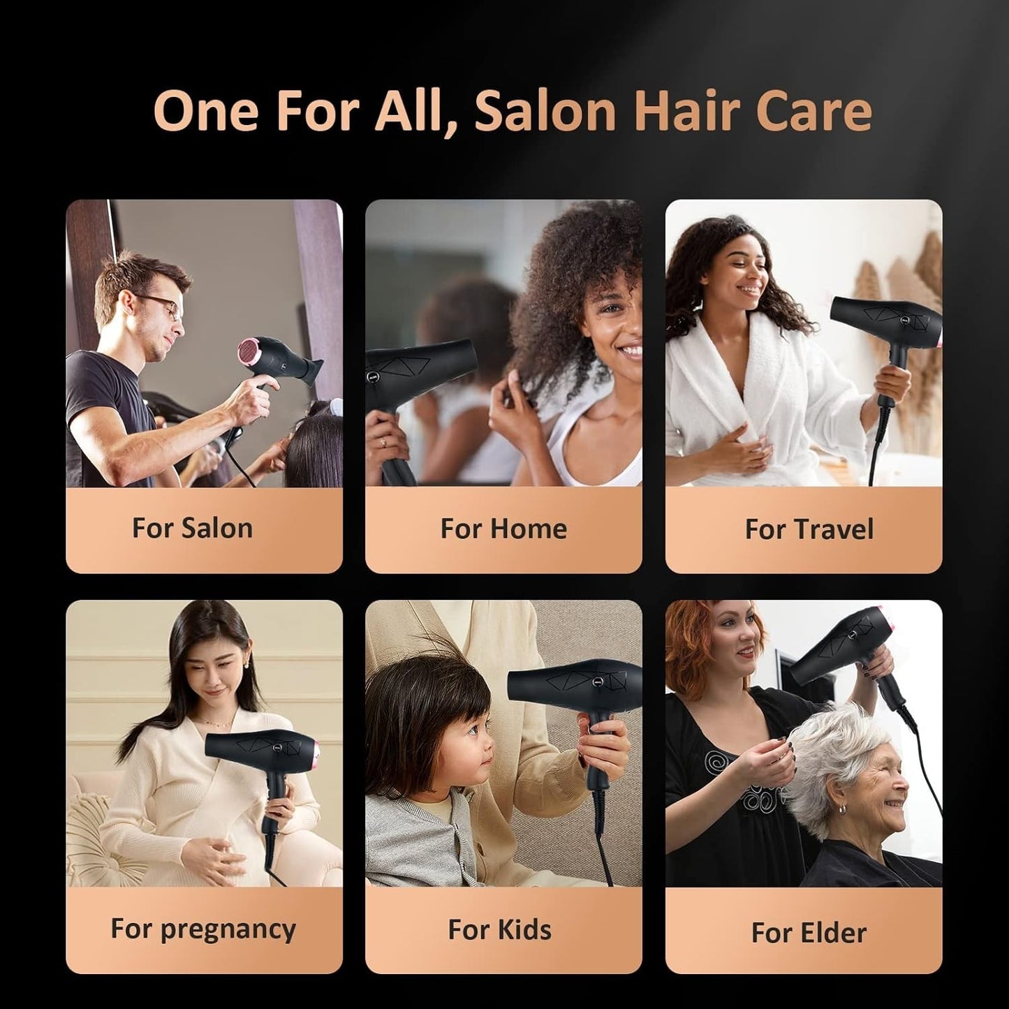 Asciugacapelli Phon Capelli Professionale, 2400W Phon con Diffusores per Ricci