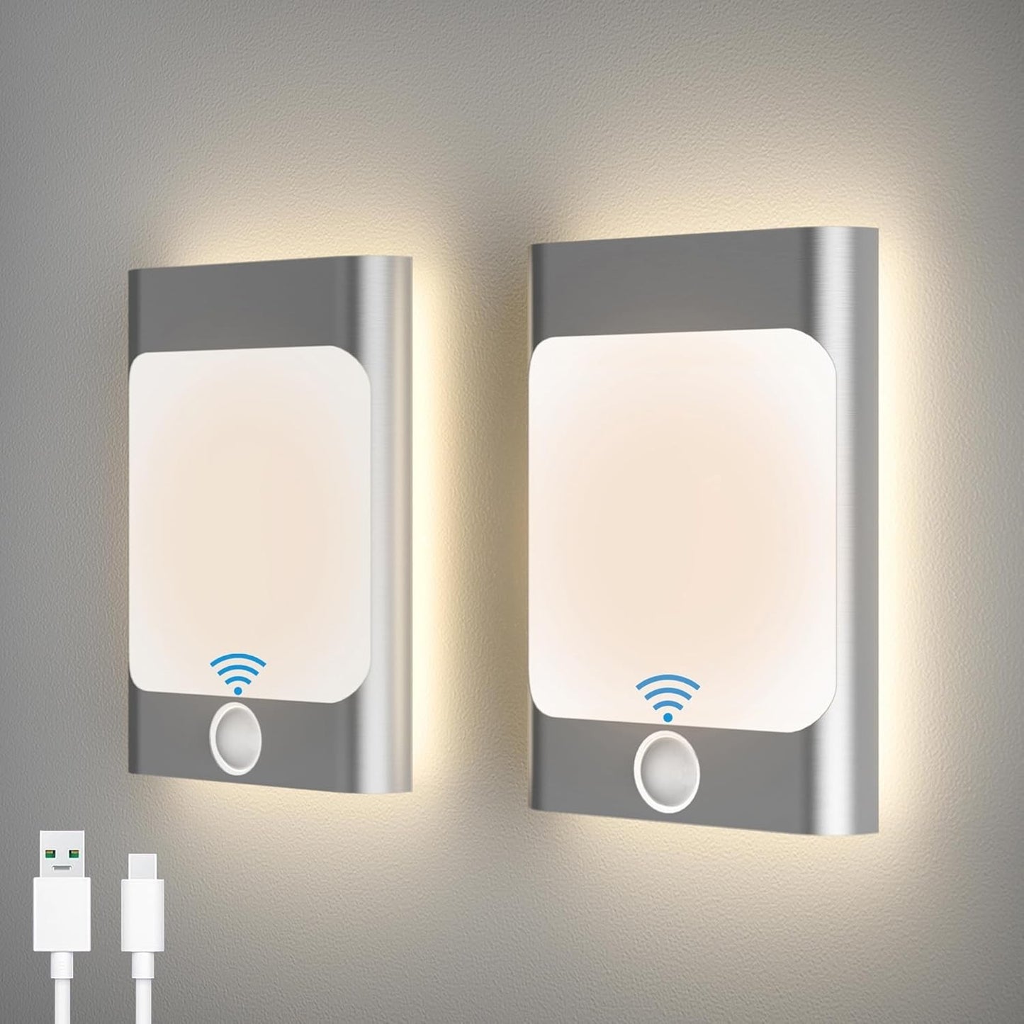 Lampada da parete per interni 2 pezzi con sensore di movimento batteria LED