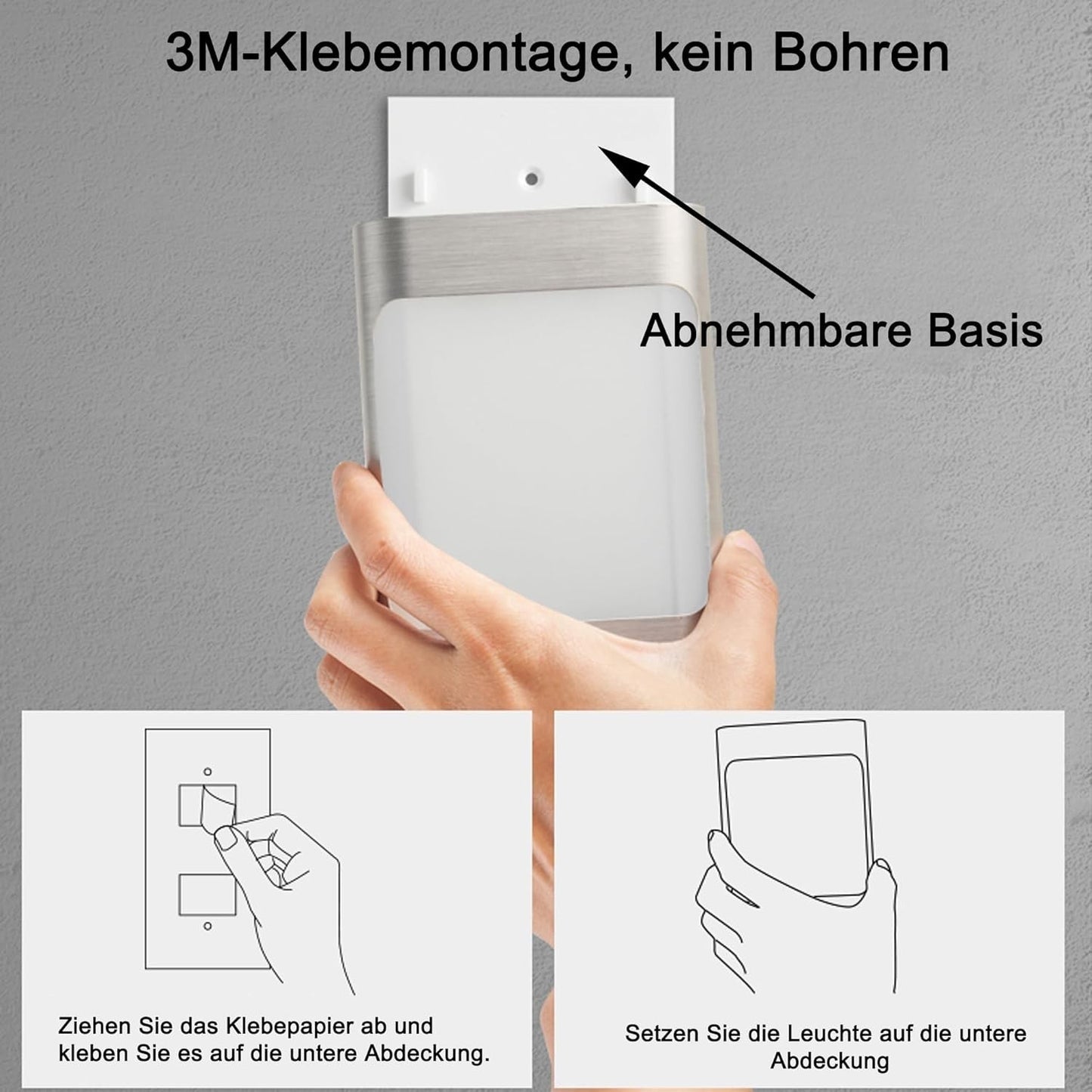 Lampada da parete per interni 2 pezzi con sensore di movimento batteria LED