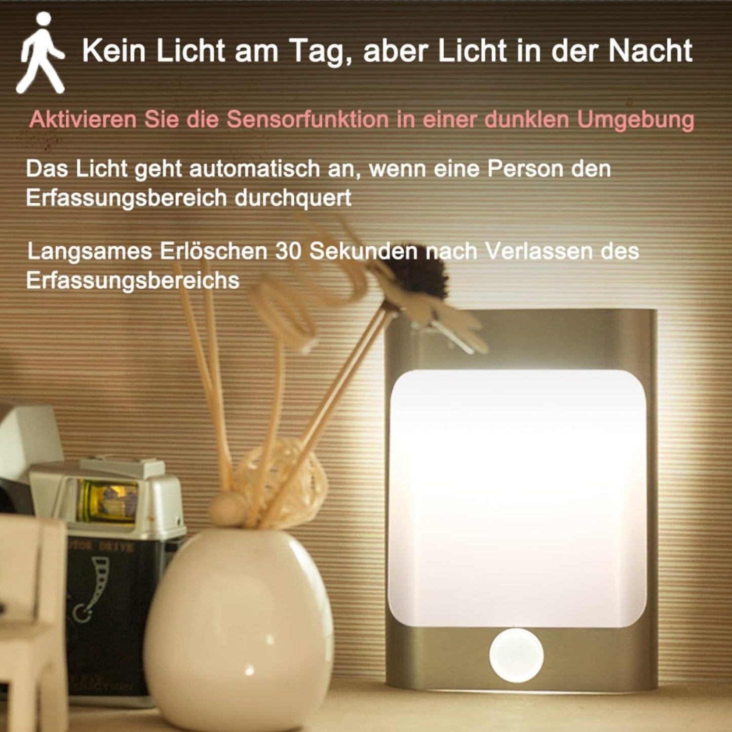 Lampada da parete per interni 2 pezzi con sensore di movimento batteria LED