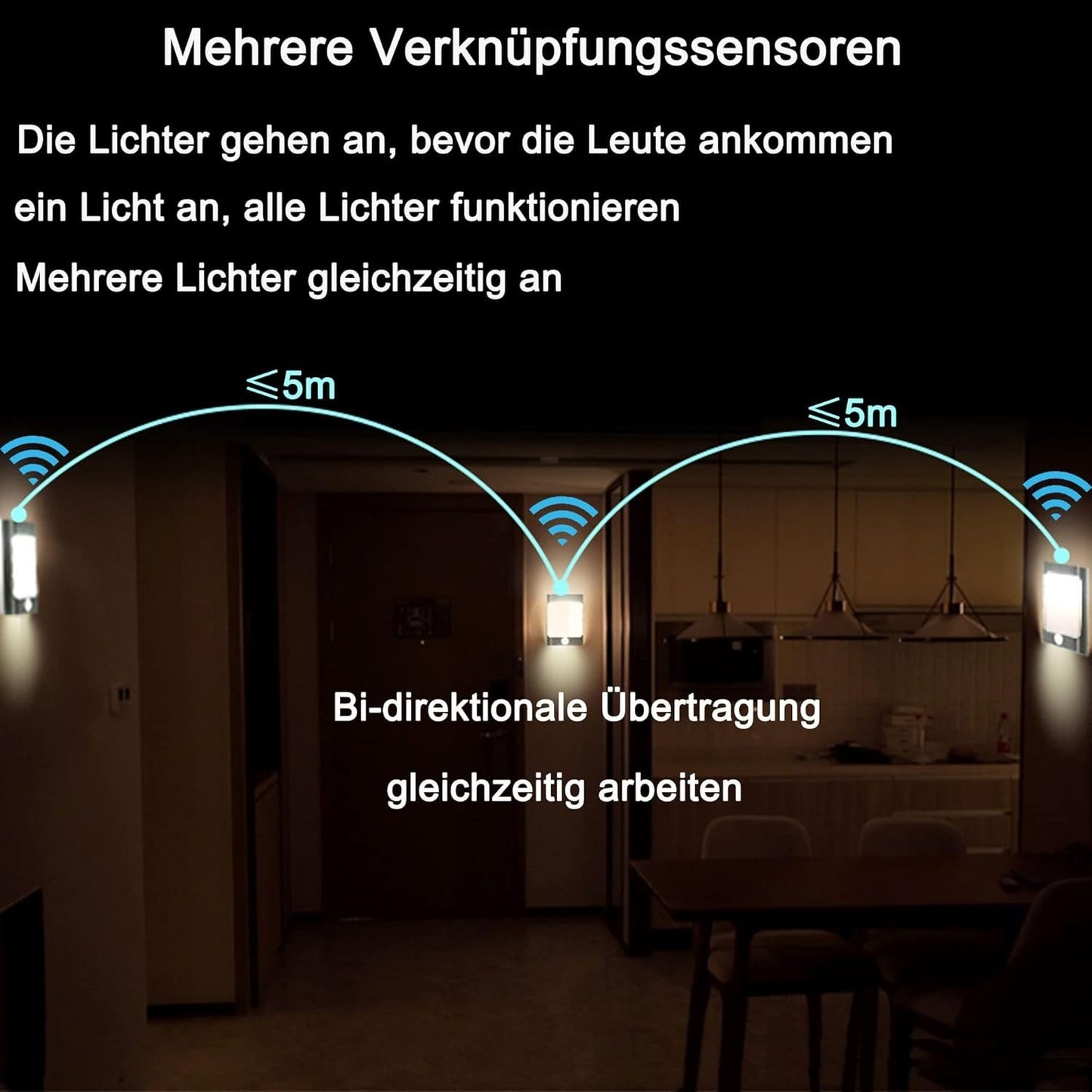 Lampada da parete per interni 2 pezzi con sensore di movimento batteria LED