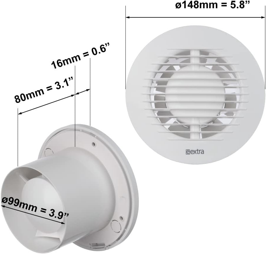 Aspiratore Bagno con Timer - Ventola Aspirazione Bianca EUROPLAST Ø 100mm
