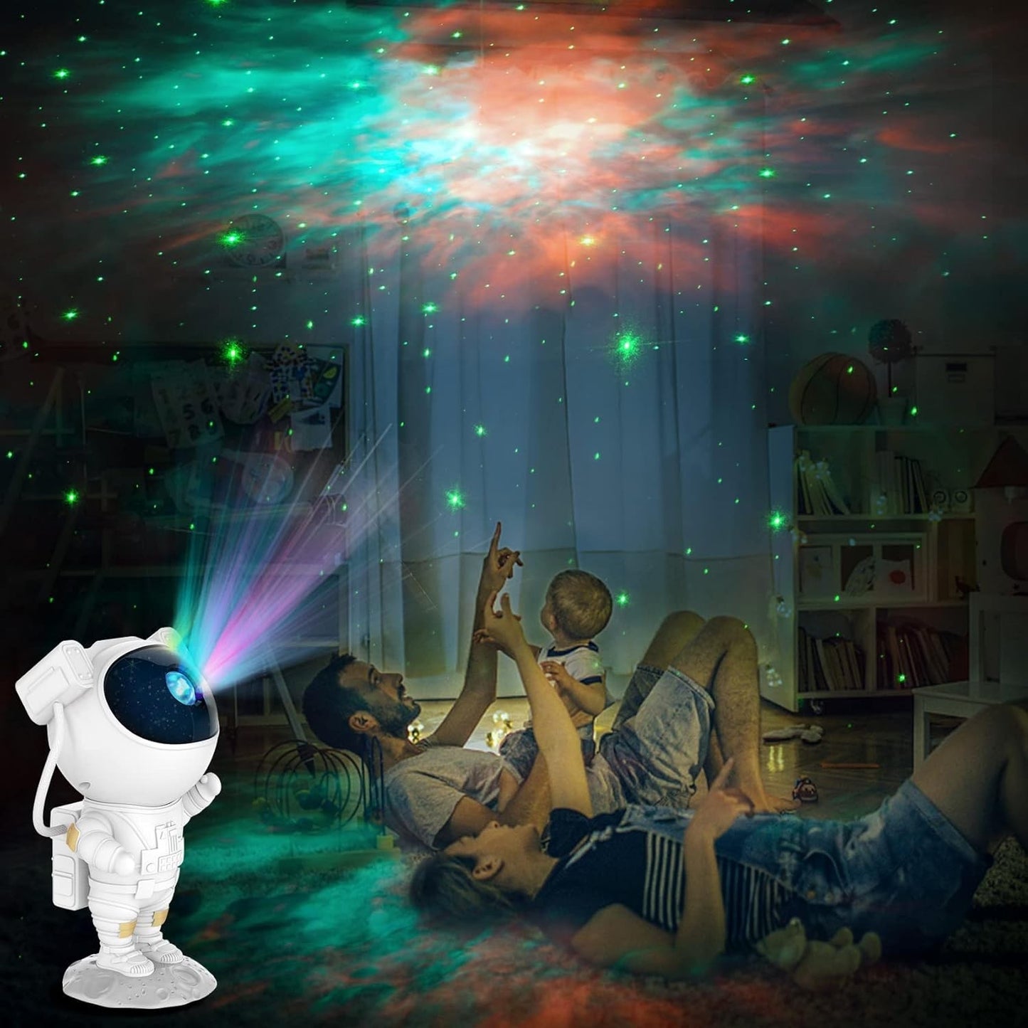Astronauta  proiettore di stelle con telecomando regolabile a 360° e timer.