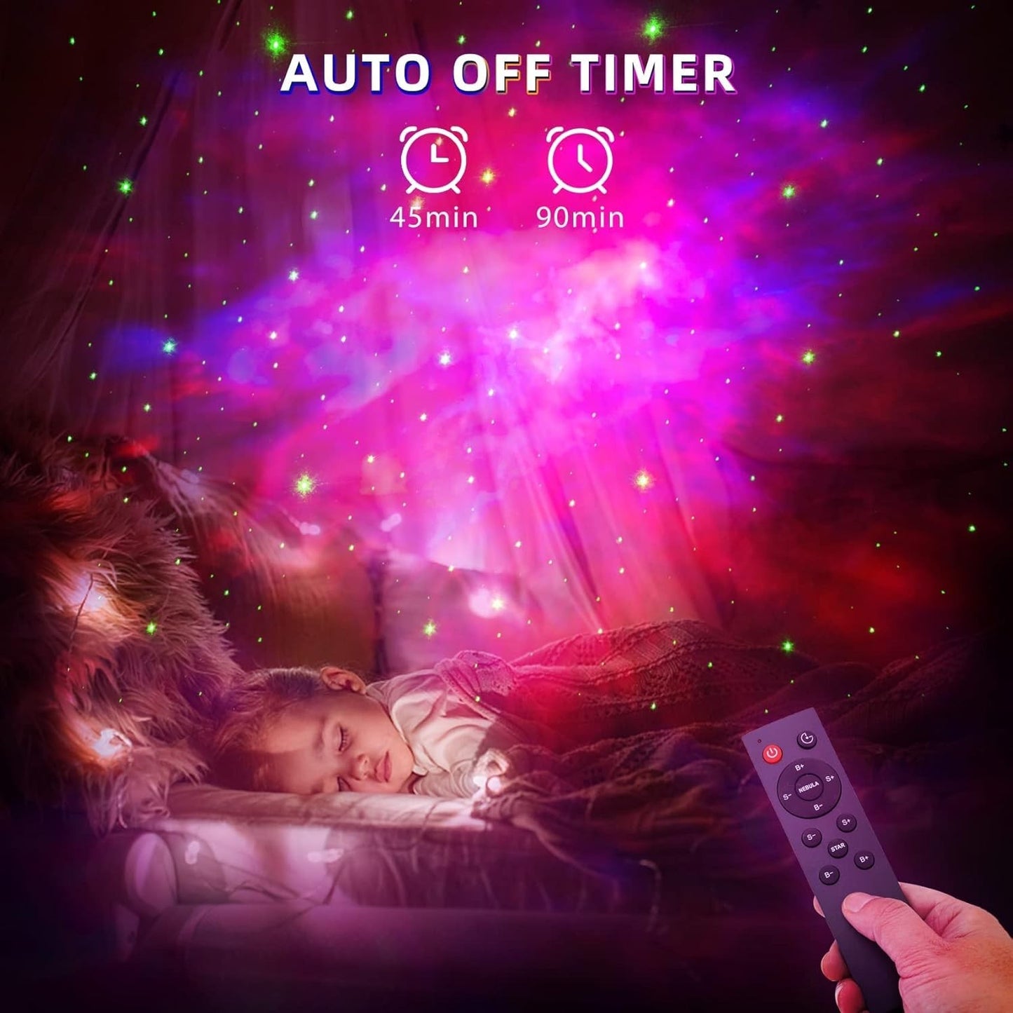 Astronauta  proiettore di stelle con telecomando regolabile a 360° e timer.